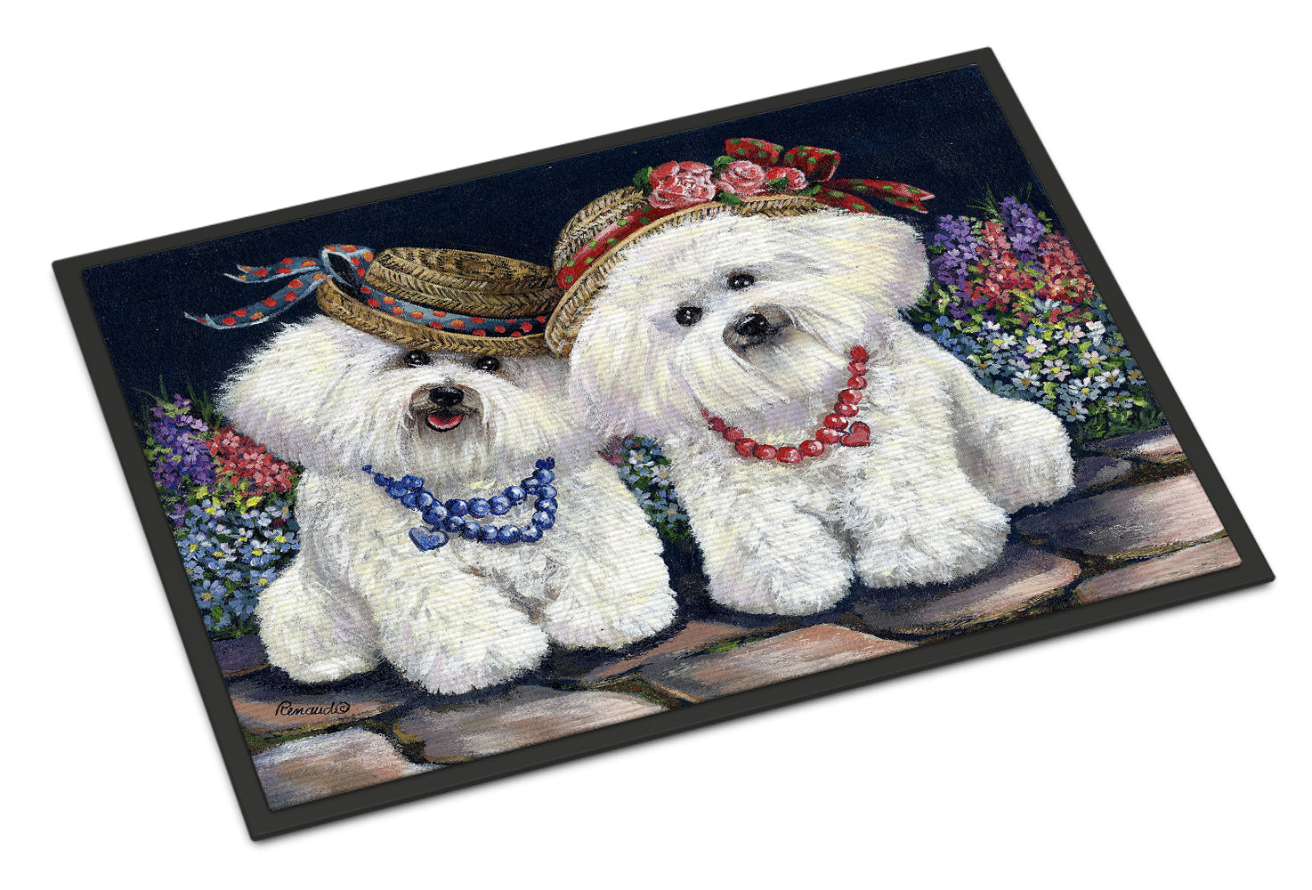 Bichon Frise Sisters Indoor or Outdoor Mat 18x27 PPP3247MAT - the-store.com