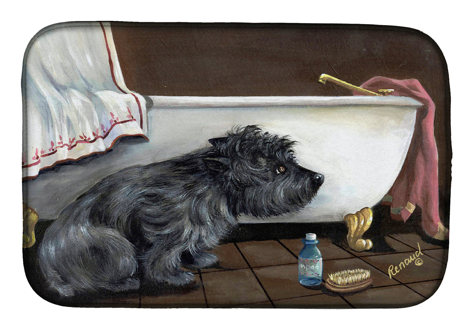 Cairn Terrier Bath Time Dish Drying Mat PPP3250DDM  the-store.com.