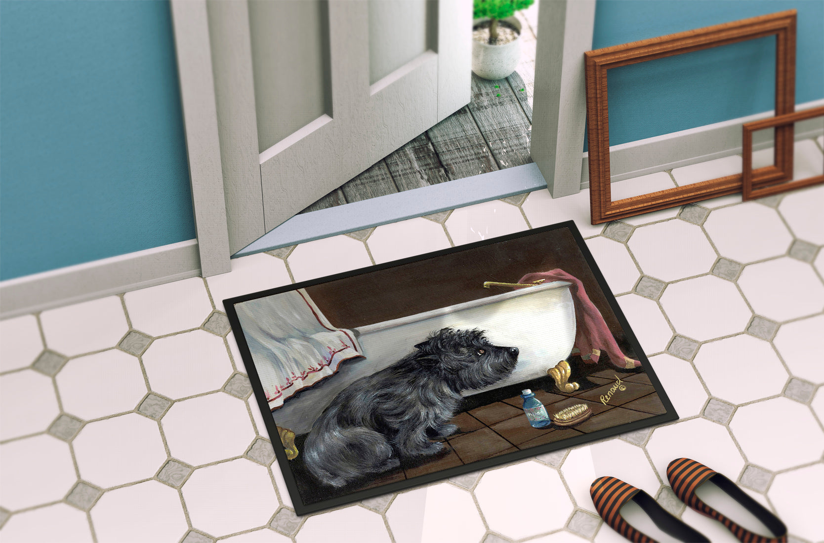 Cairn Terrier Bath Time Indoor or Outdoor Mat 18x27 PPP3250MAT - the-store.com