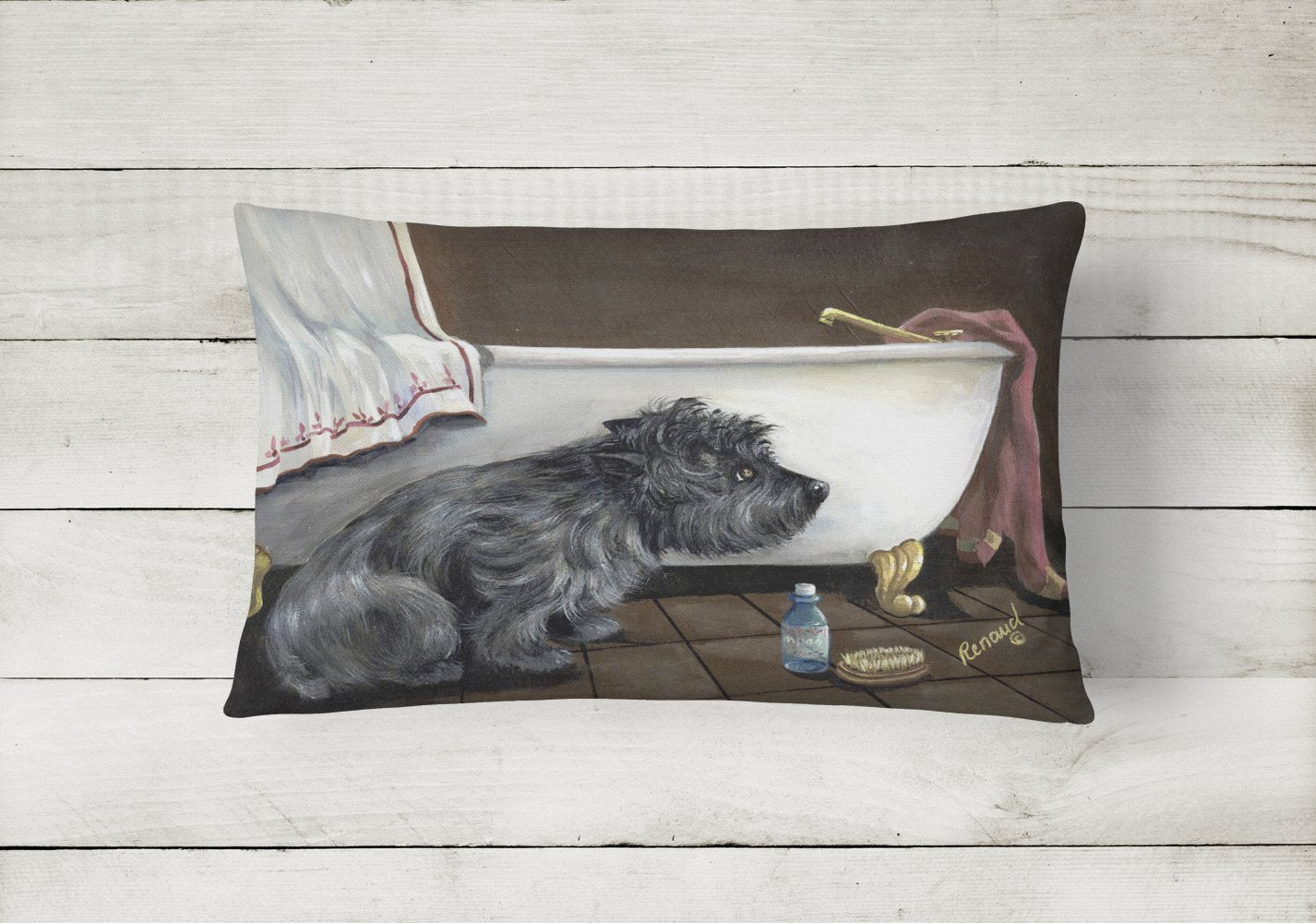 Cairn Terrier Bath Time Canvas Fabric Decorative Pillow PPP3250PW1216 - the-store.com
