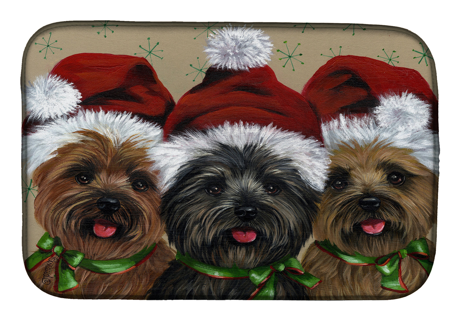 Cairn Terrier Christmas Ceaser and Co Dish Drying Mat PPP3251DDM