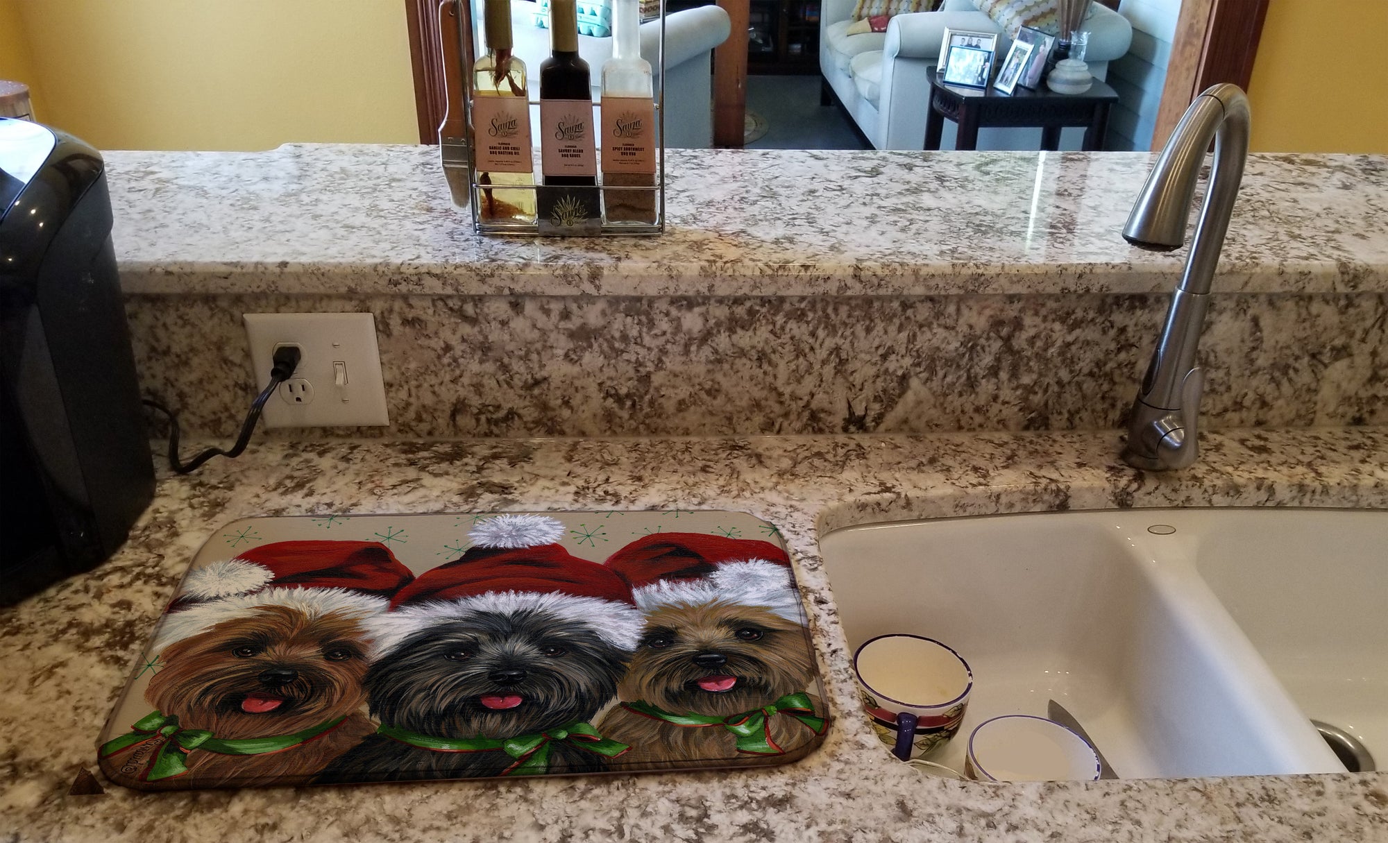 Cairn Terrier Christmas Ceaser and Co Dish Drying Mat PPP3251DDM  the-store.com.