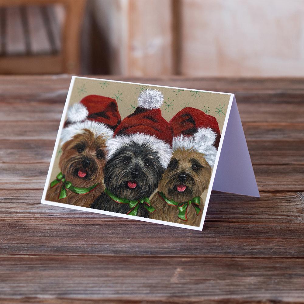 Caroline's Treasures Cairn Terrier Christmas Ceaser and Co Greeting Cards - Blank Note Cards – 8-Pack of Artist-Designed Cards with Envelopes