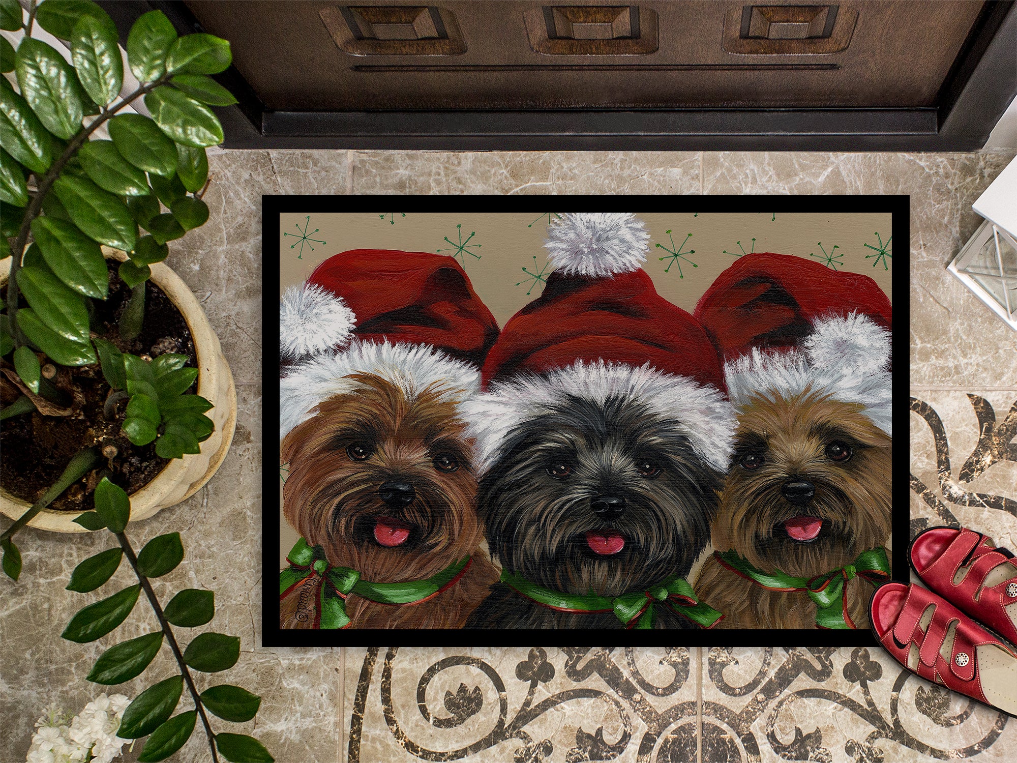 Cairn Terrier Christmas Ceaser and Co Indoor or Outdoor Mat 18x27 PPP3251MAT - the-store.com