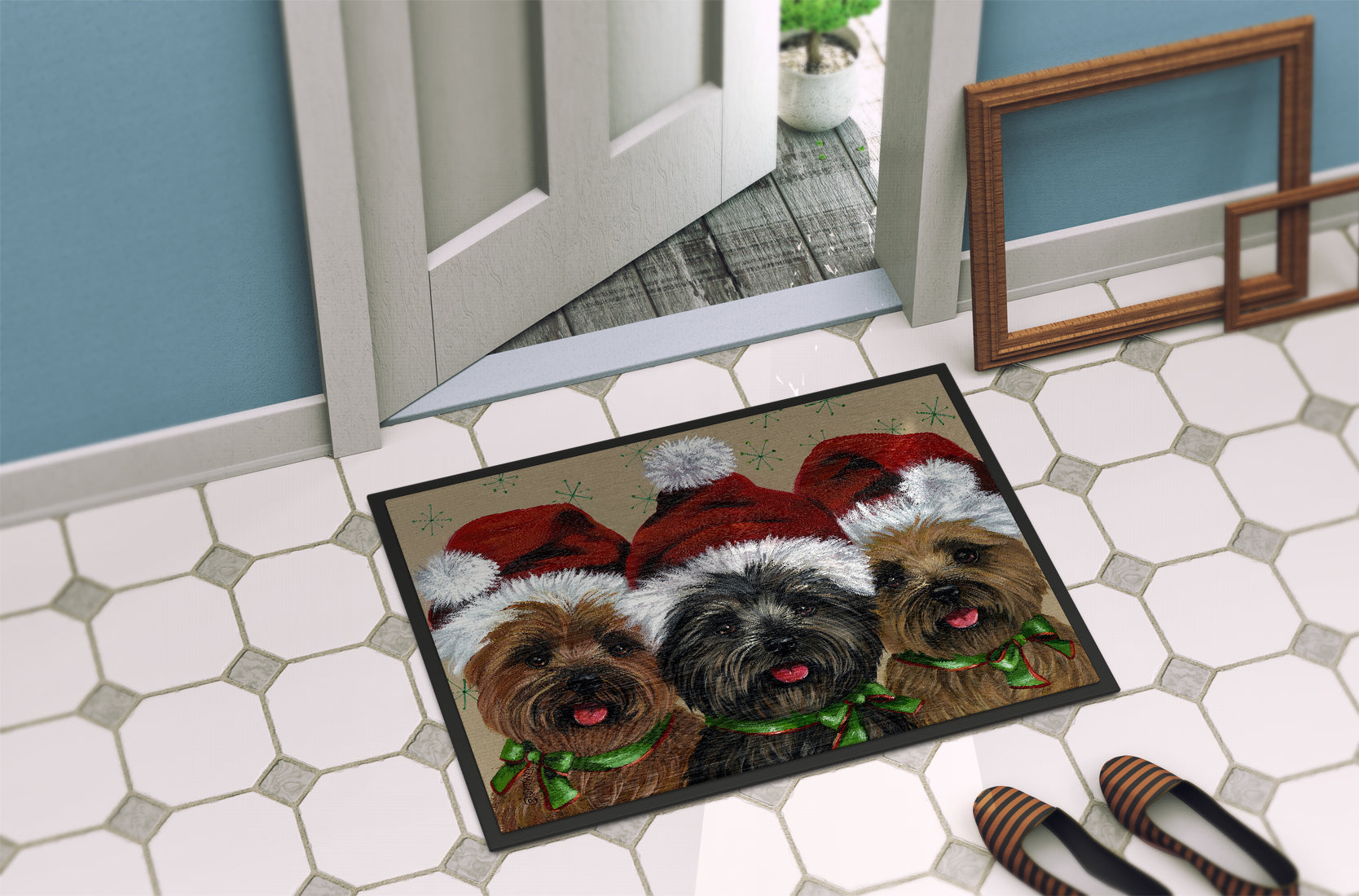 Cairn Terrier Christmas Ceaser and Co Indoor or Outdoor Mat 18x27 PPP3251MAT - the-store.com