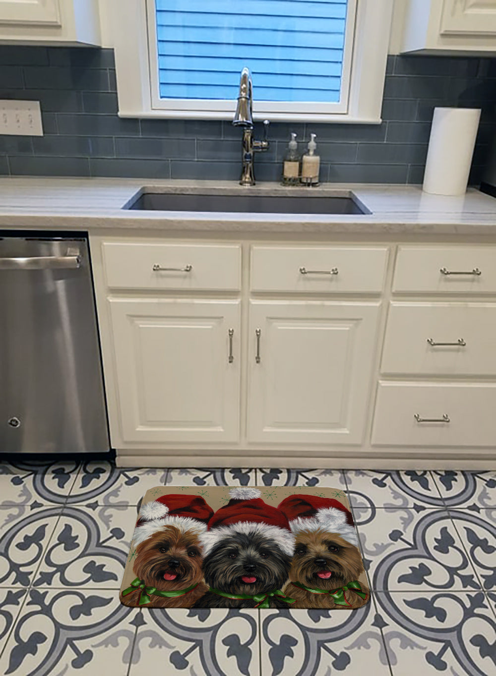 Cairn Terrier Christmas Ceaser and Co Machine Washable Memory Foam Mat PPP3251RUG - the-store.com