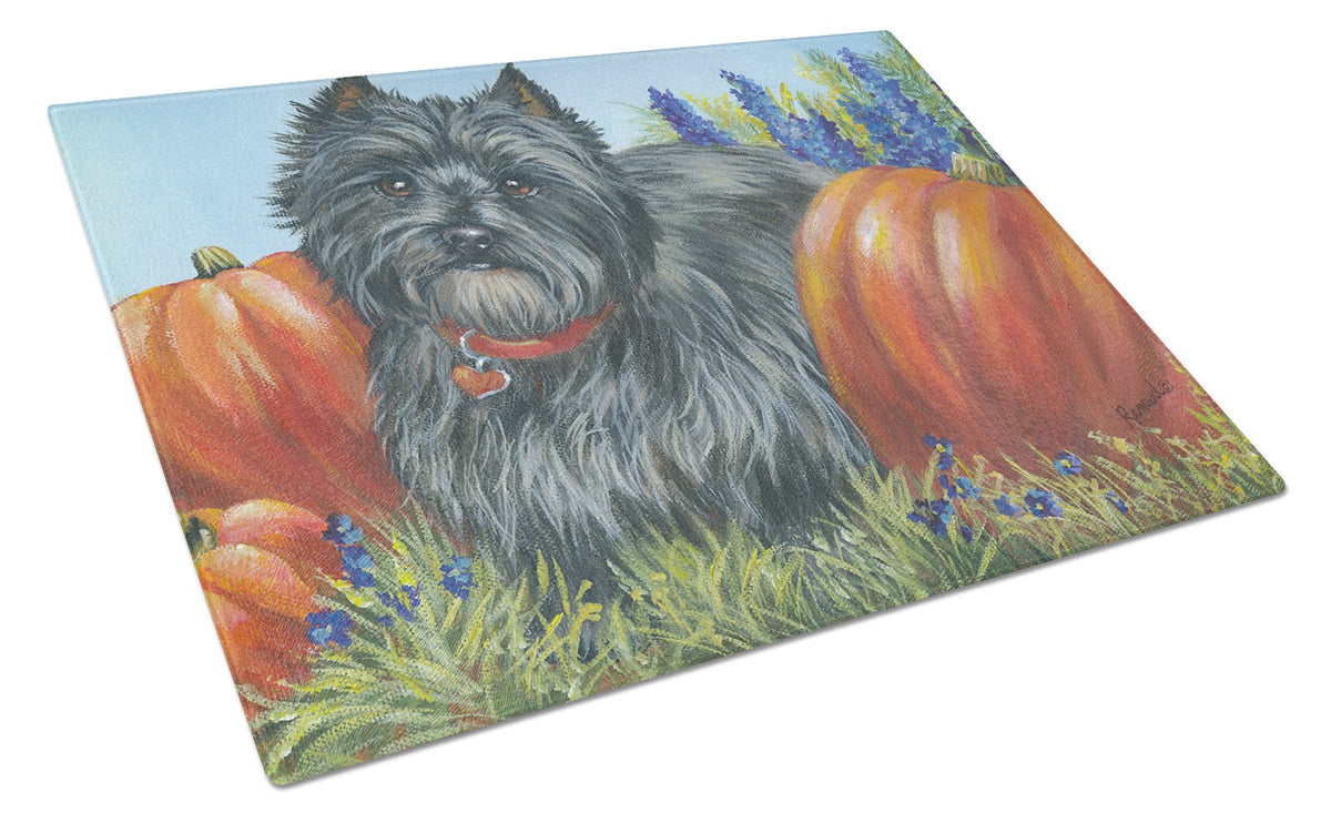 Buy this Cairn Terrier Mom&#39;s Pumpkins Glass Cutting Board Large PPP3253LCB