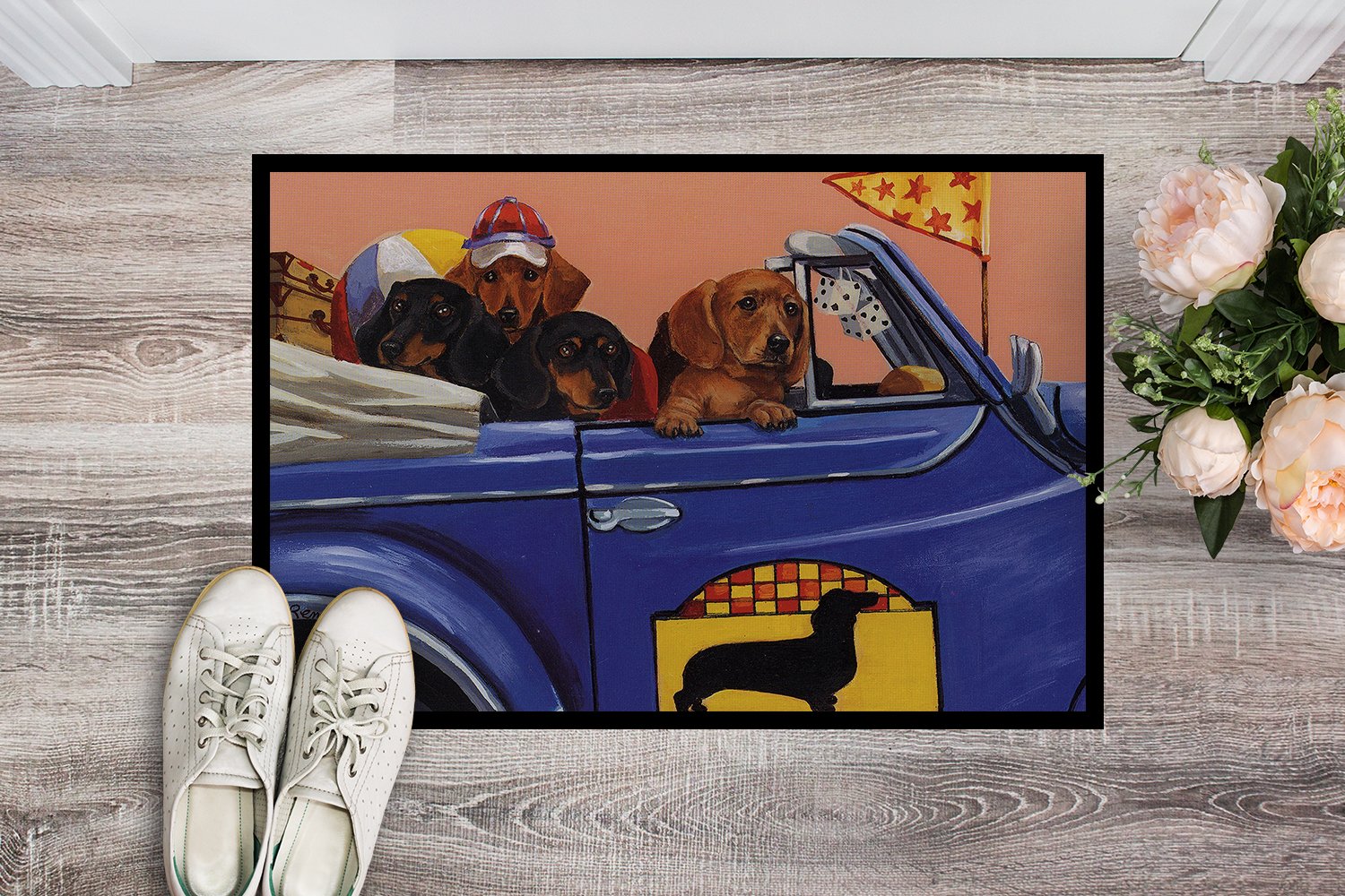 Dachshund Dachsmobile Indoor or Outdoor Mat 24x36 PPP3259JMAT by Caroline's Treasures