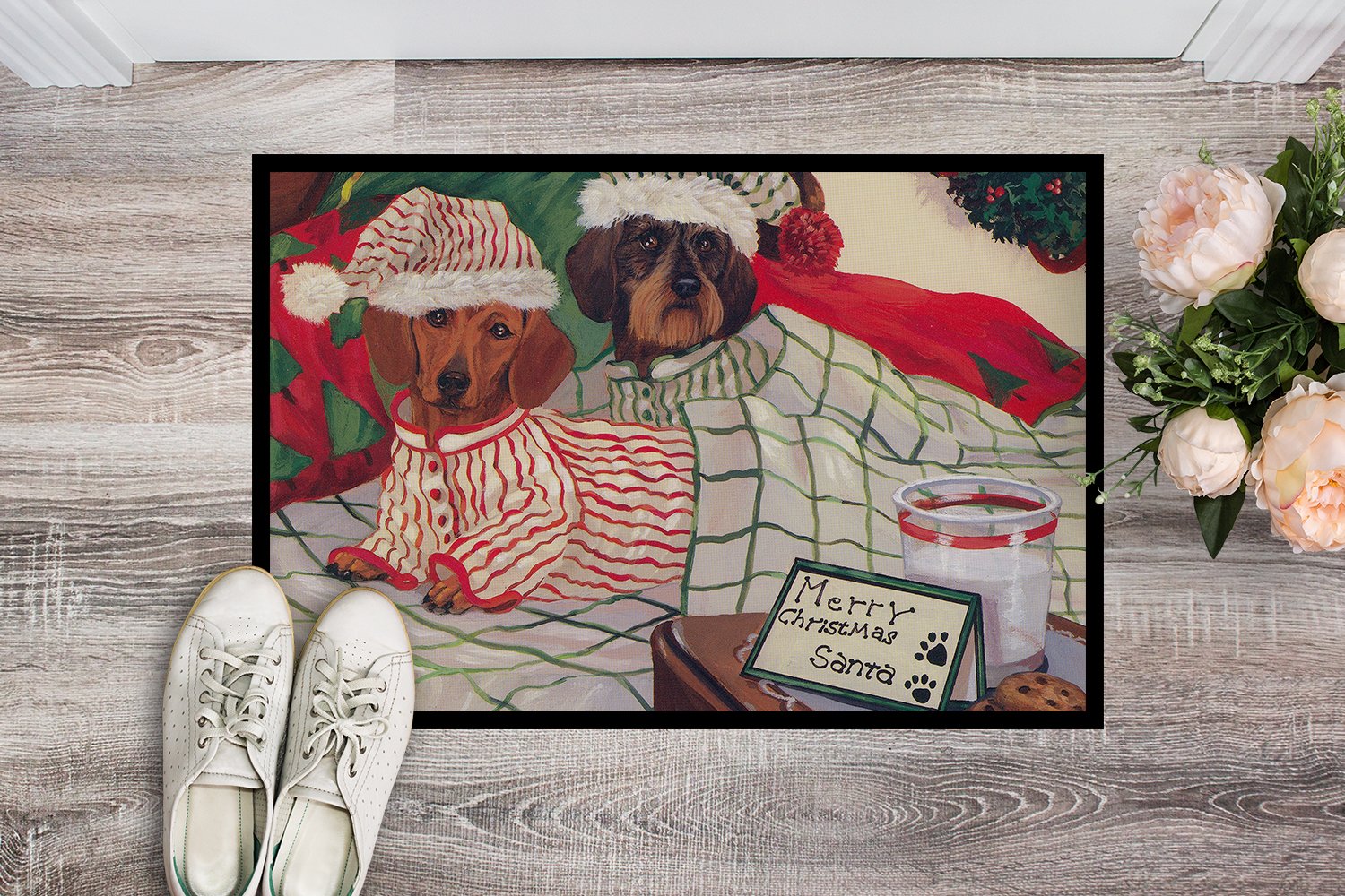Dachshund Christmas Waiting for Santa Indoor or Outdoor Mat 24x36 PPP3260JMAT by Caroline's Treasures