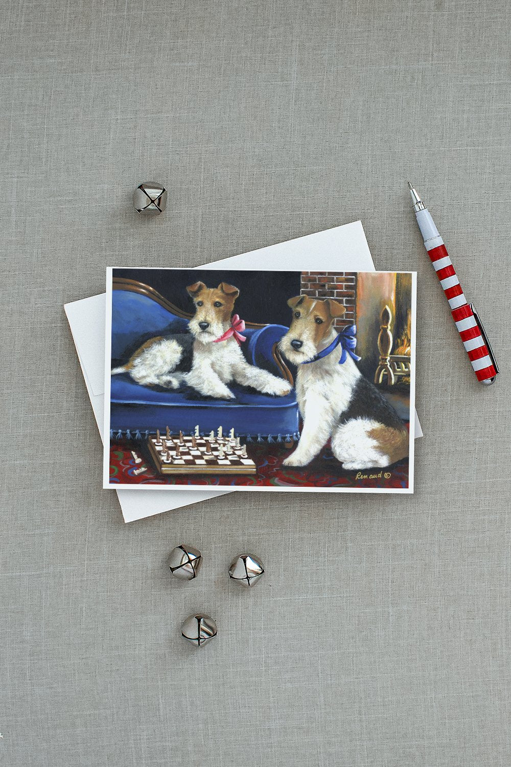 Fox Terrier Checkmates Greeting Cards and Envelopes Pack of 8 - the-store.com