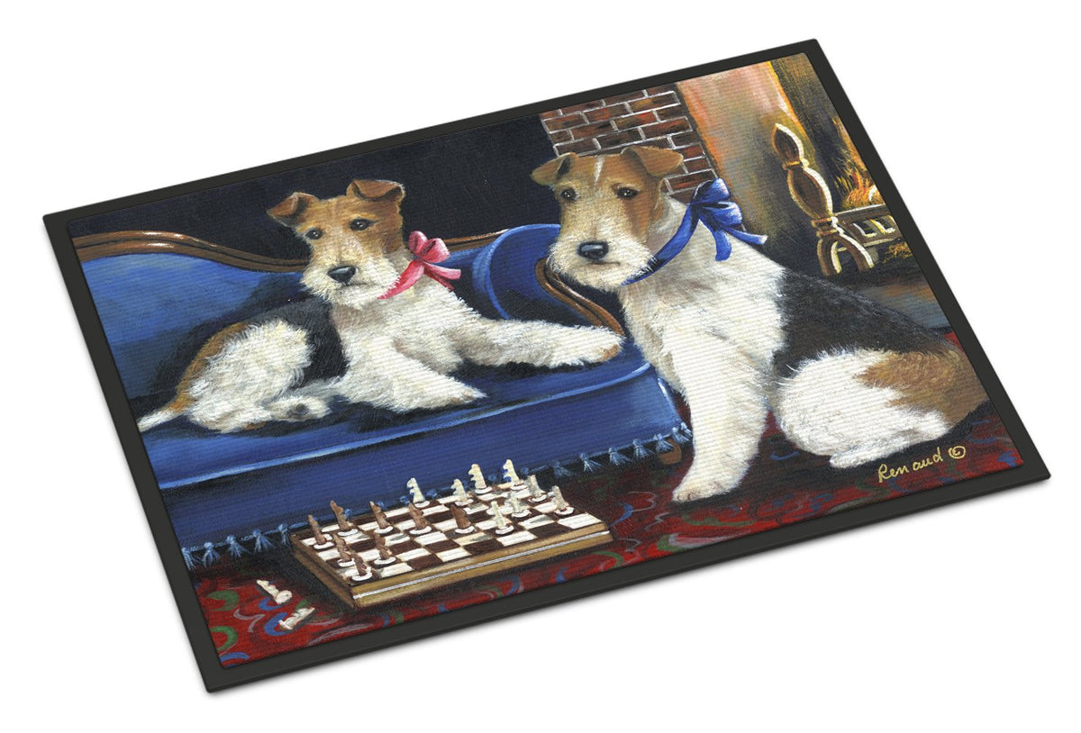 Fox Terrier Checkmates Indoor or Outdoor Mat 24x36 PPP3261JMAT by Caroline&#39;s Treasures