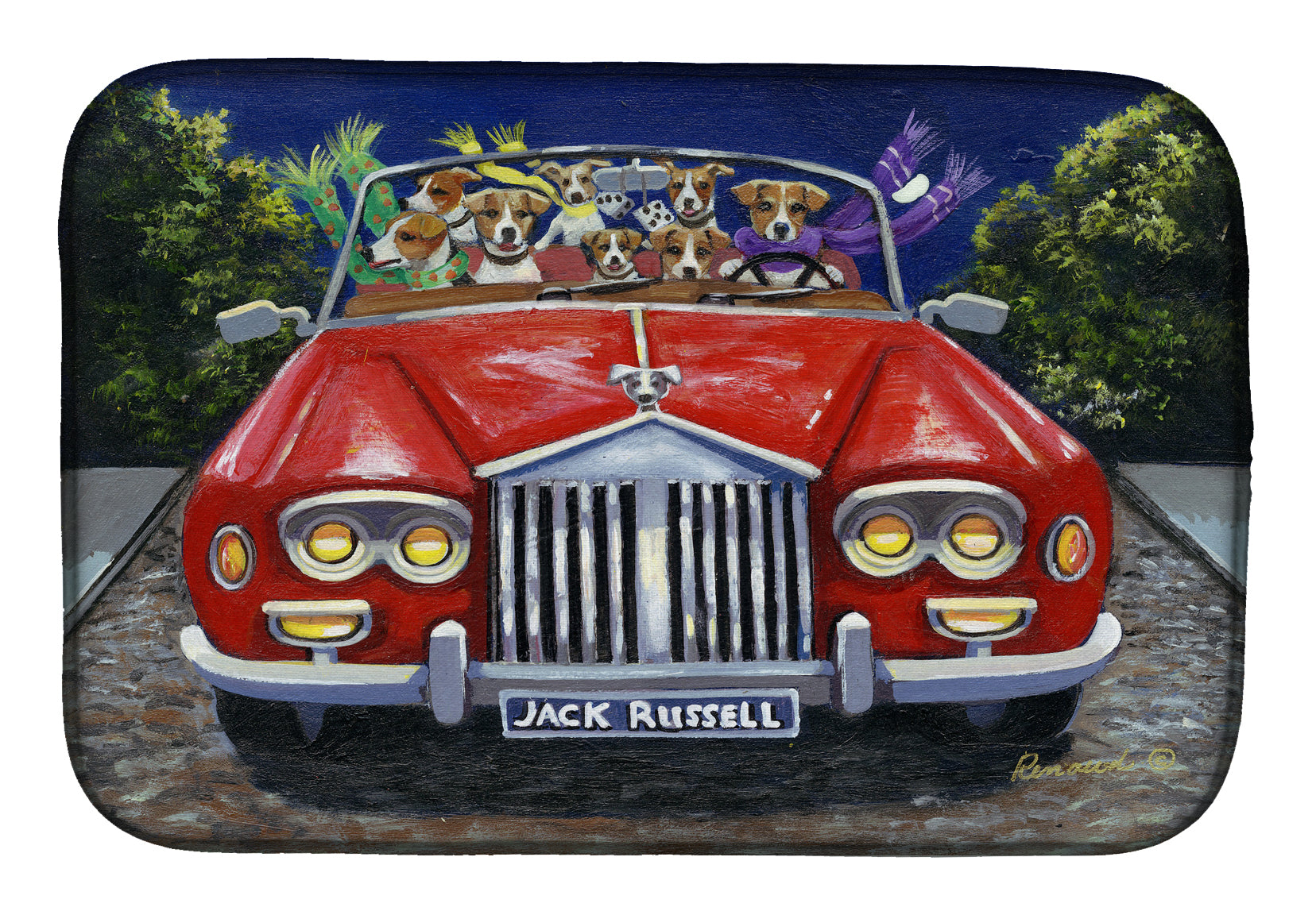 Jack Russell Evening Cruise Dish Drying Mat PPP3262DDM  the-store.com.