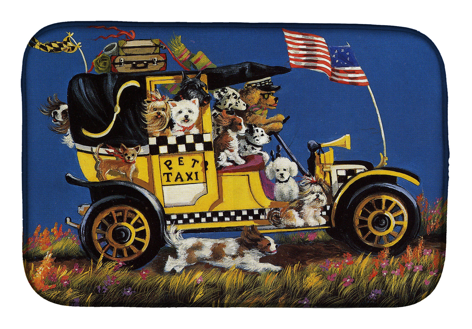 Pet Taxi Multiple Dog Breeds Dish Drying Mat PPP3264DDM  the-store.com.