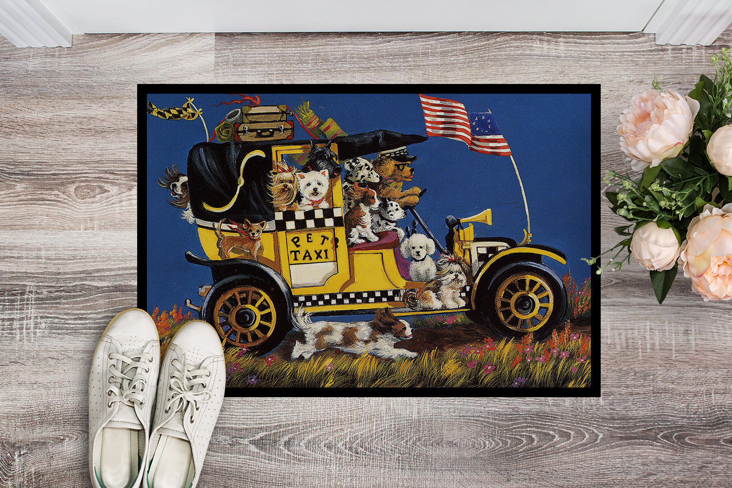 Pet Taxi Multiple Dog Breeds Indoor or Outdoor Mat 18x27 PPP3264MAT - the-store.com
