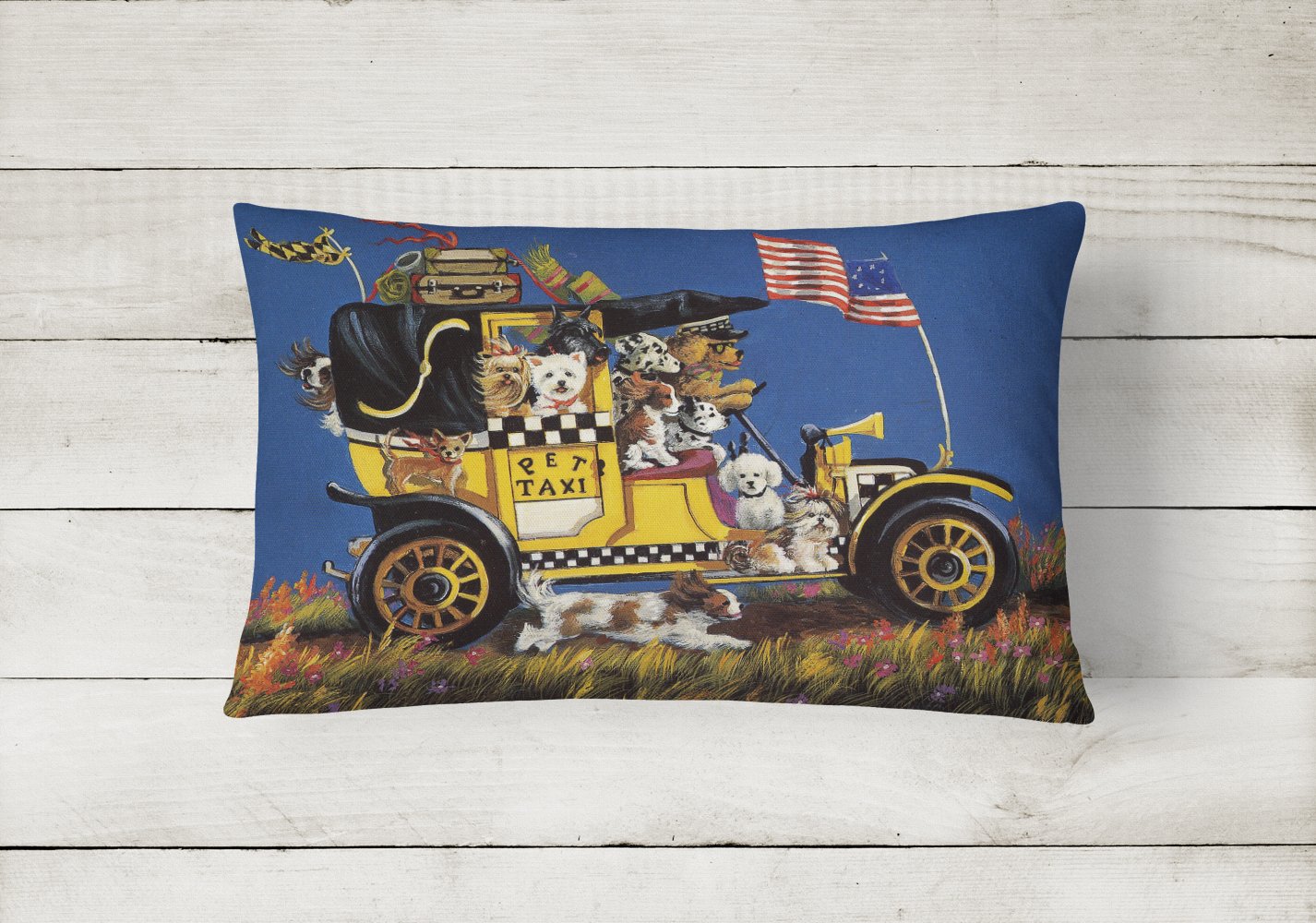 Pet Taxi Multiple Dog Breeds Canvas Fabric Decorative Pillow PPP3264PW1216 - the-store.com