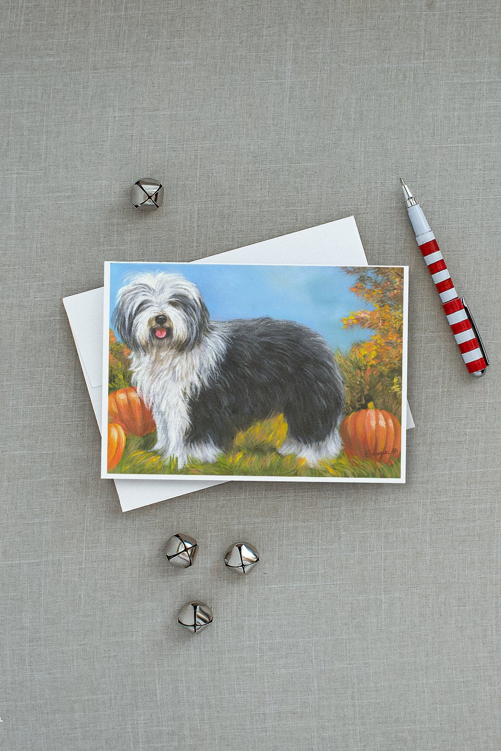 Old English Sheepdog Ocotoberfest Greeting Cards and Envelopes Pack of 8 - the-store.com
