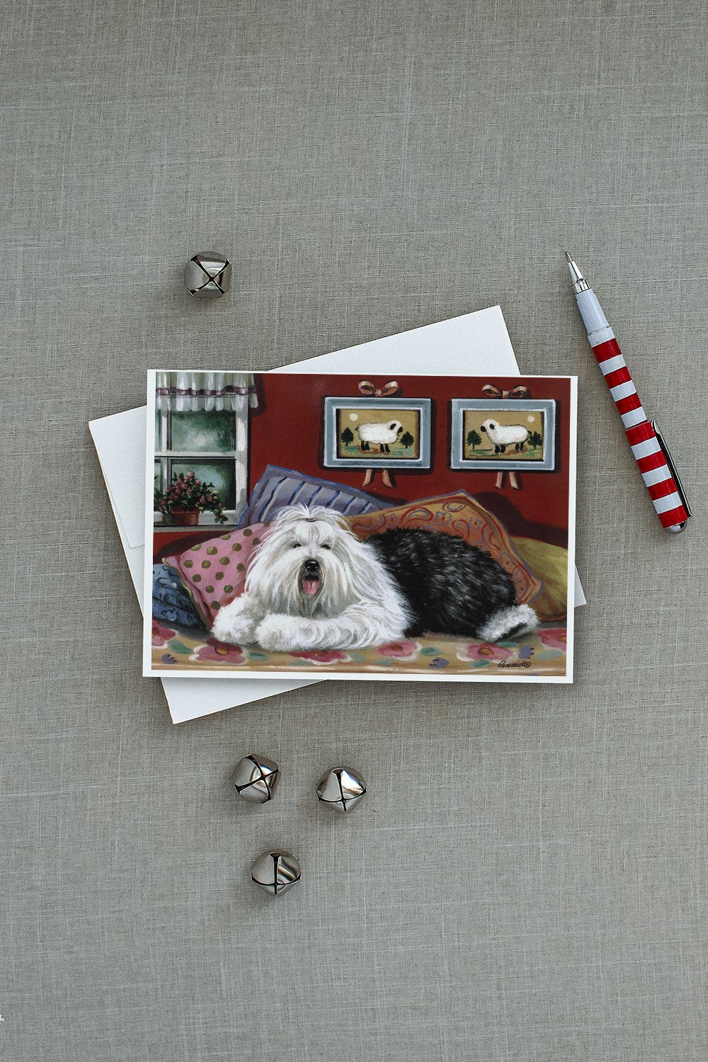 Old English Sheepdog Sweet Dreams Greeting Cards and Envelopes Pack of 8 - the-store.com
