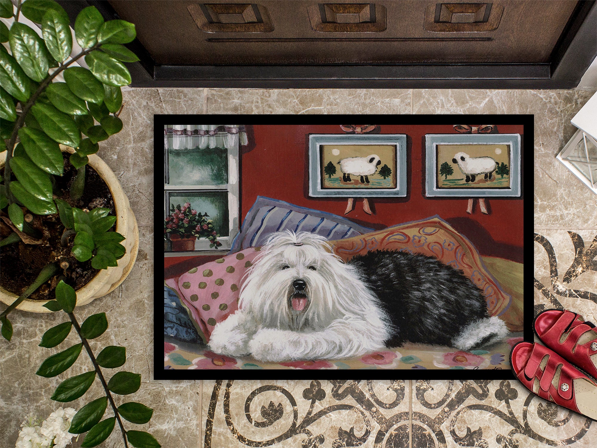 Old English Sheepdog Sweet Dreams Indoor or Outdoor Mat 18x27 PPP3266MAT - the-store.com