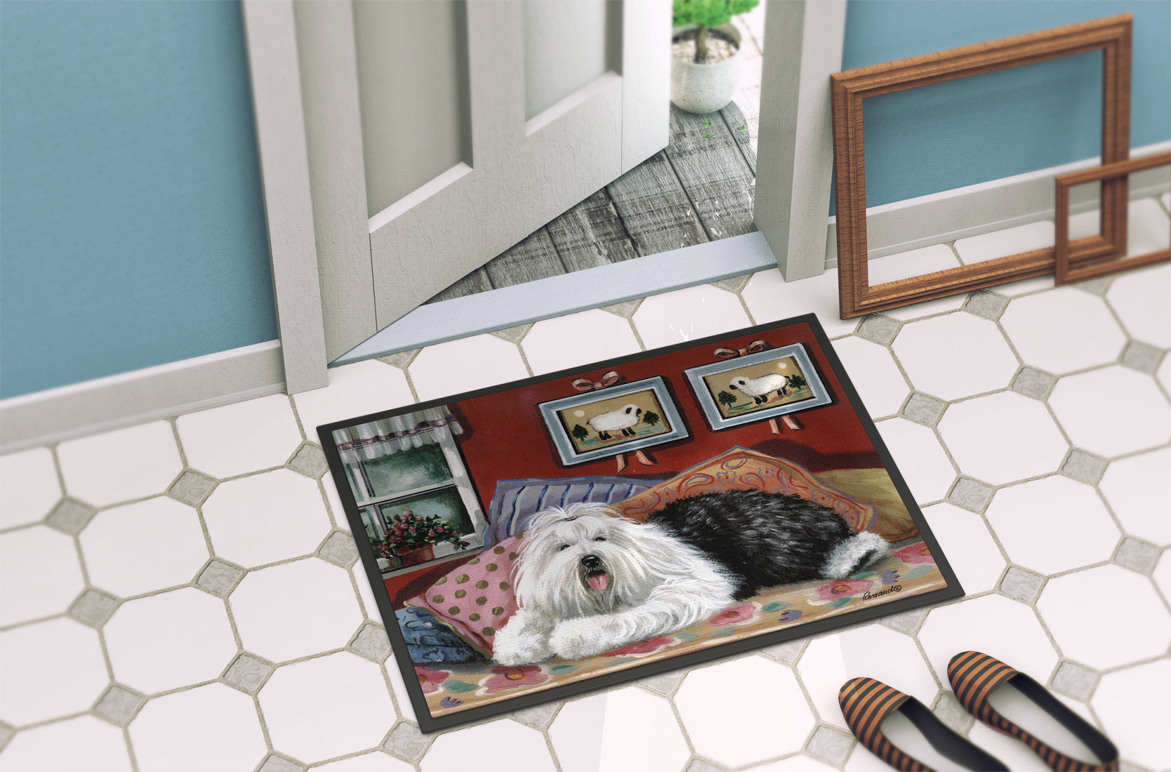Old English Sheepdog Sweet Dreams Indoor or Outdoor Mat 18x27 PPP3266MAT - the-store.com