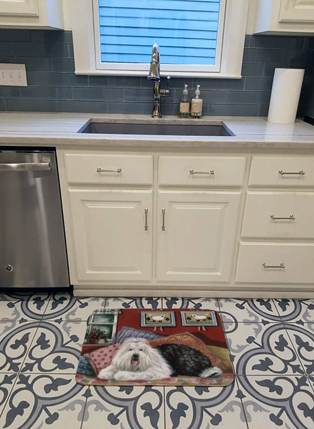 Old English Sheepdog Sweet Dreams Machine Washable Memory Foam Mat PPP3266RUG - the-store.com
