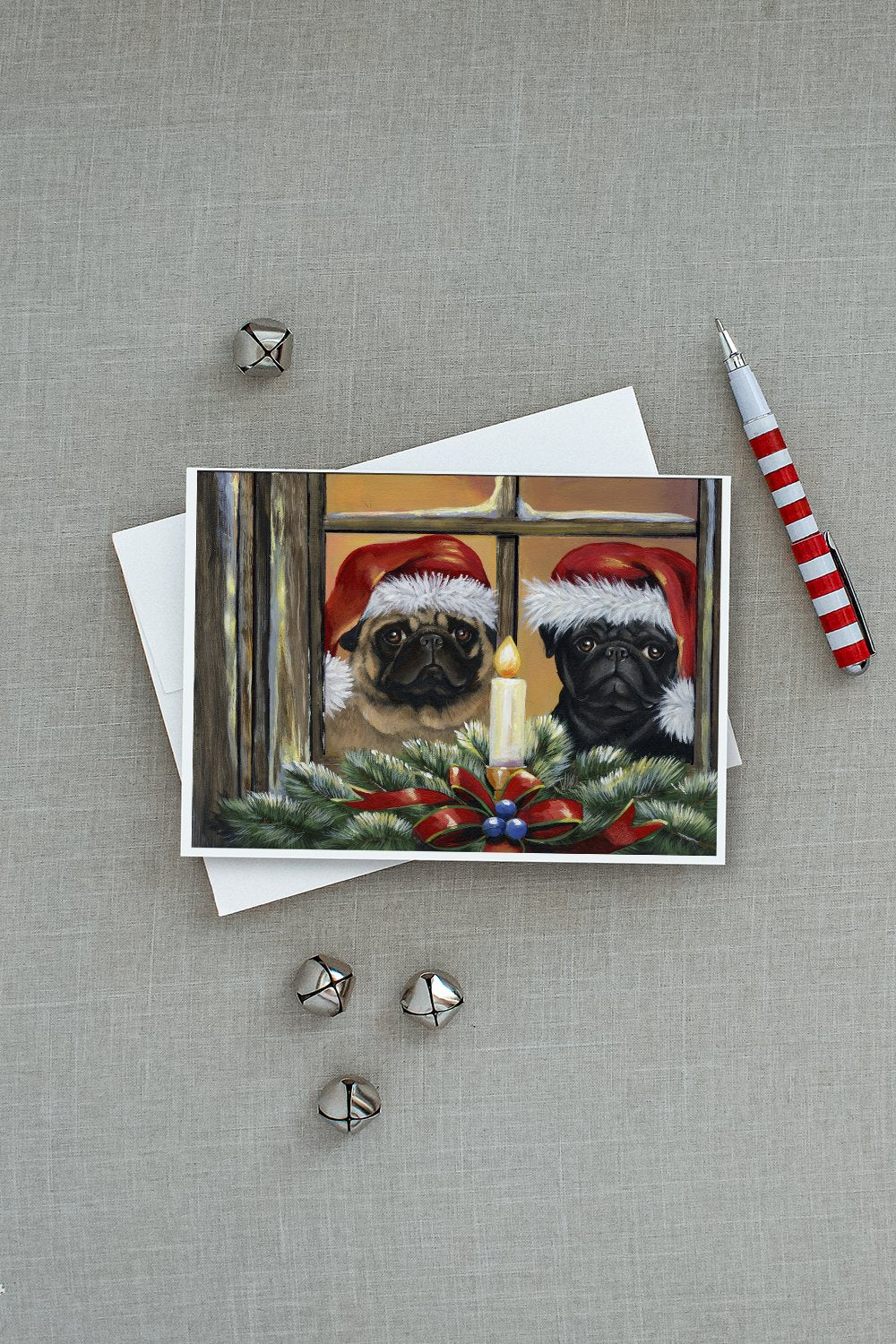Pug Christmas Anticipation Greeting Cards and Envelopes Pack of 8 - the-store.com