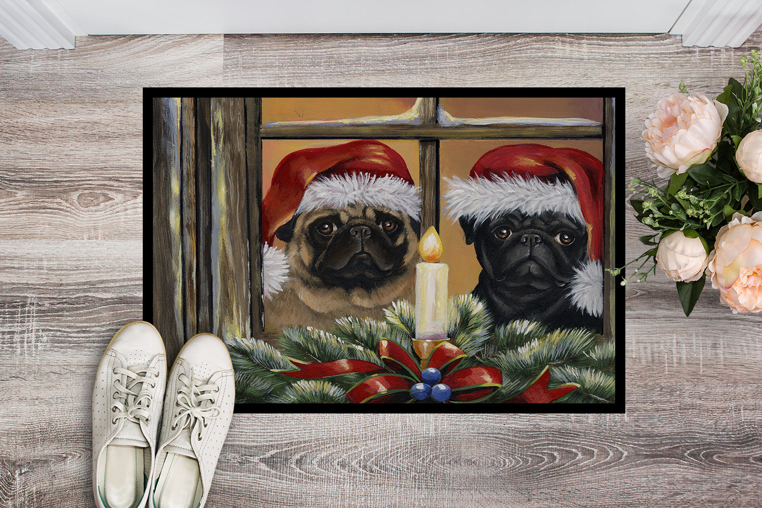 Pug Christmas Anticipation Indoor or Outdoor Mat 18x27 PPP3268MAT - the-store.com