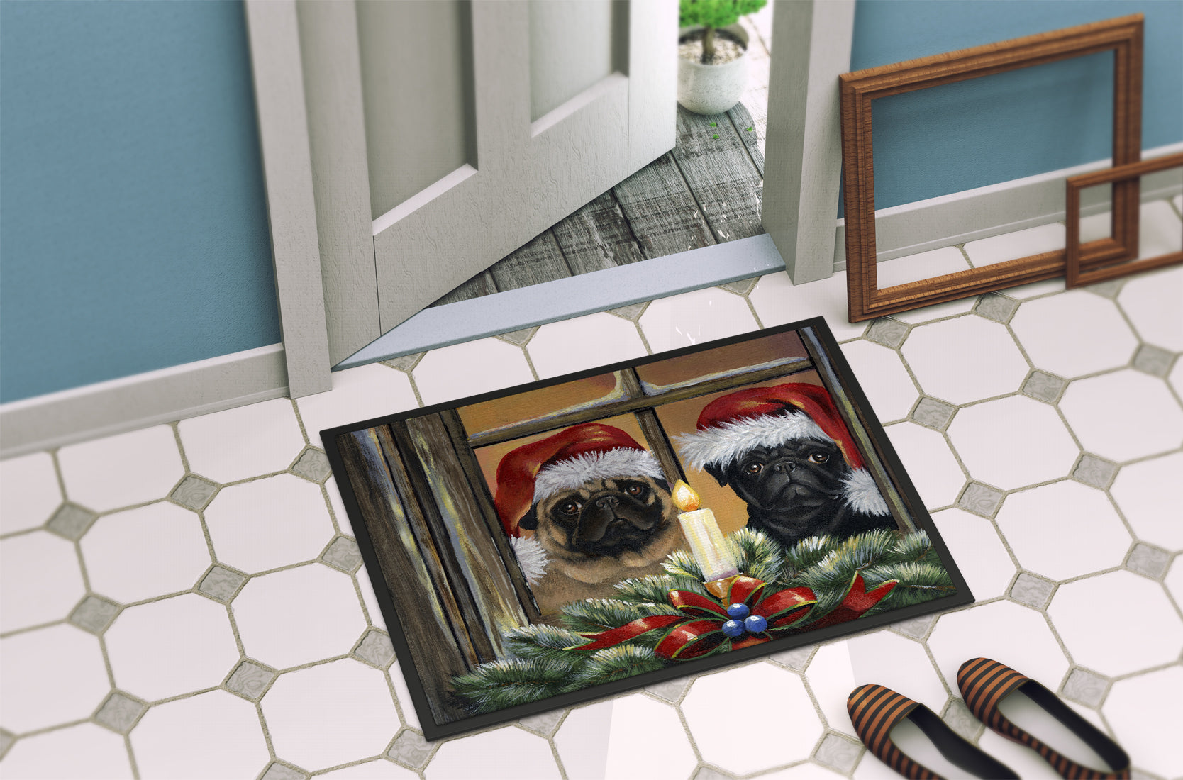 Pug Christmas Anticipation Indoor or Outdoor Mat 18x27 PPP3268MAT - the-store.com