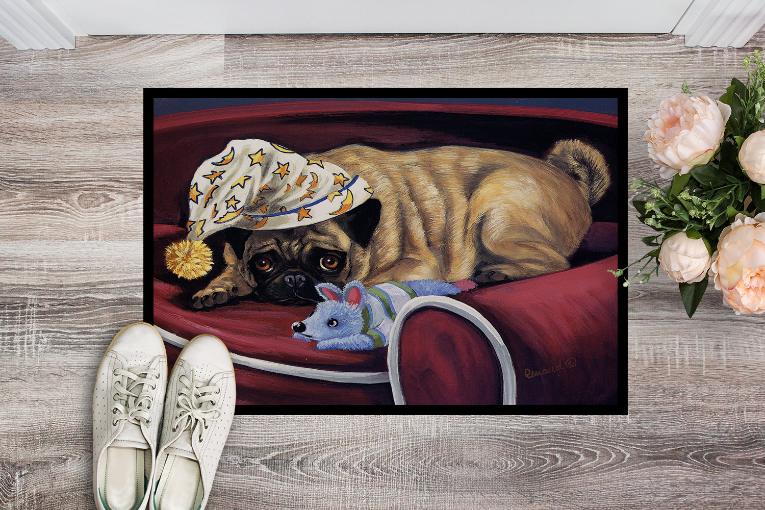 Pug Goodnight Sweetheart Indoor or Outdoor Mat 18x27 PPP3269MAT - the-store.com