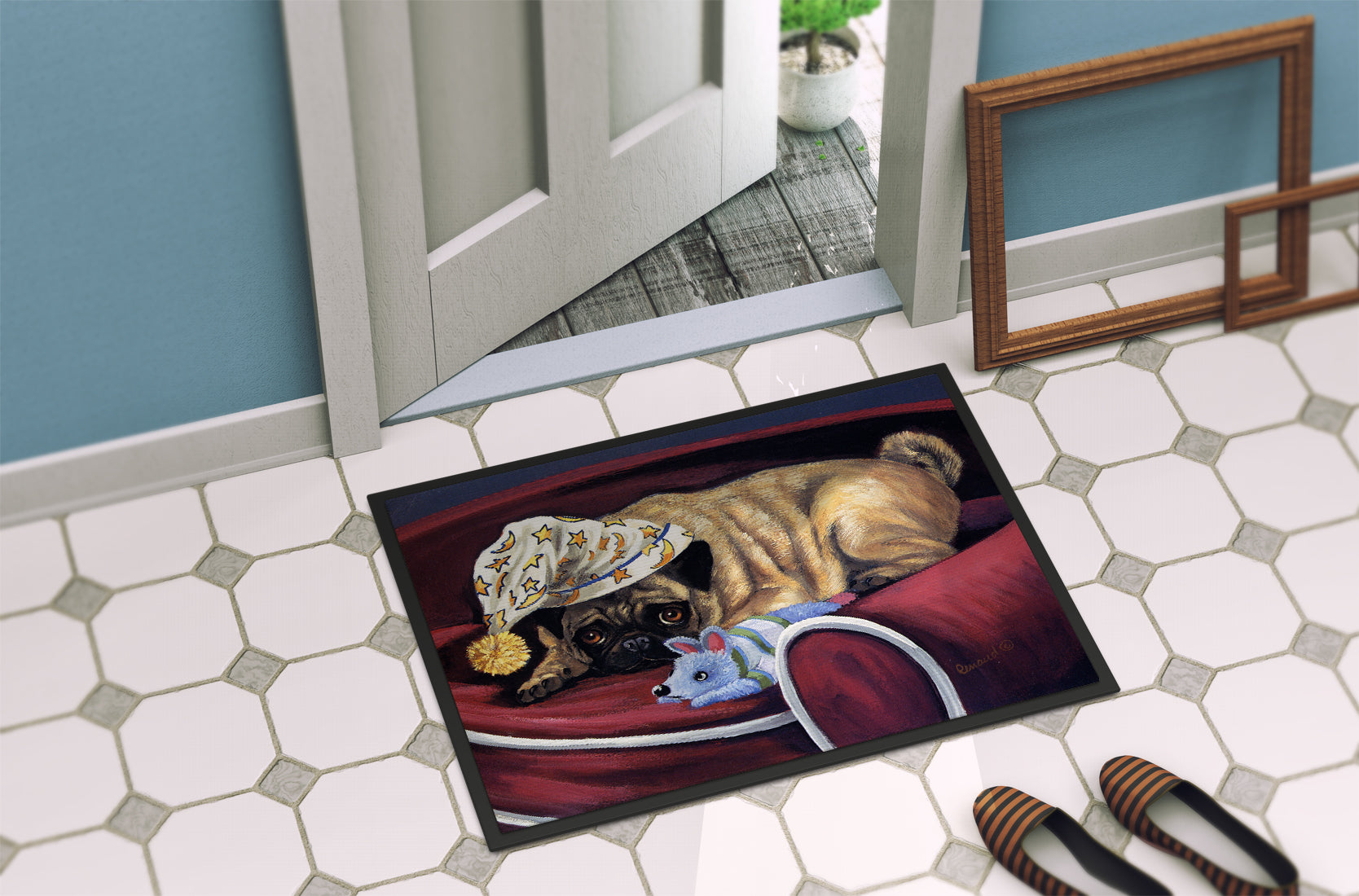 Pug Goodnight Sweetheart Indoor or Outdoor Mat 18x27 PPP3269MAT - the-store.com