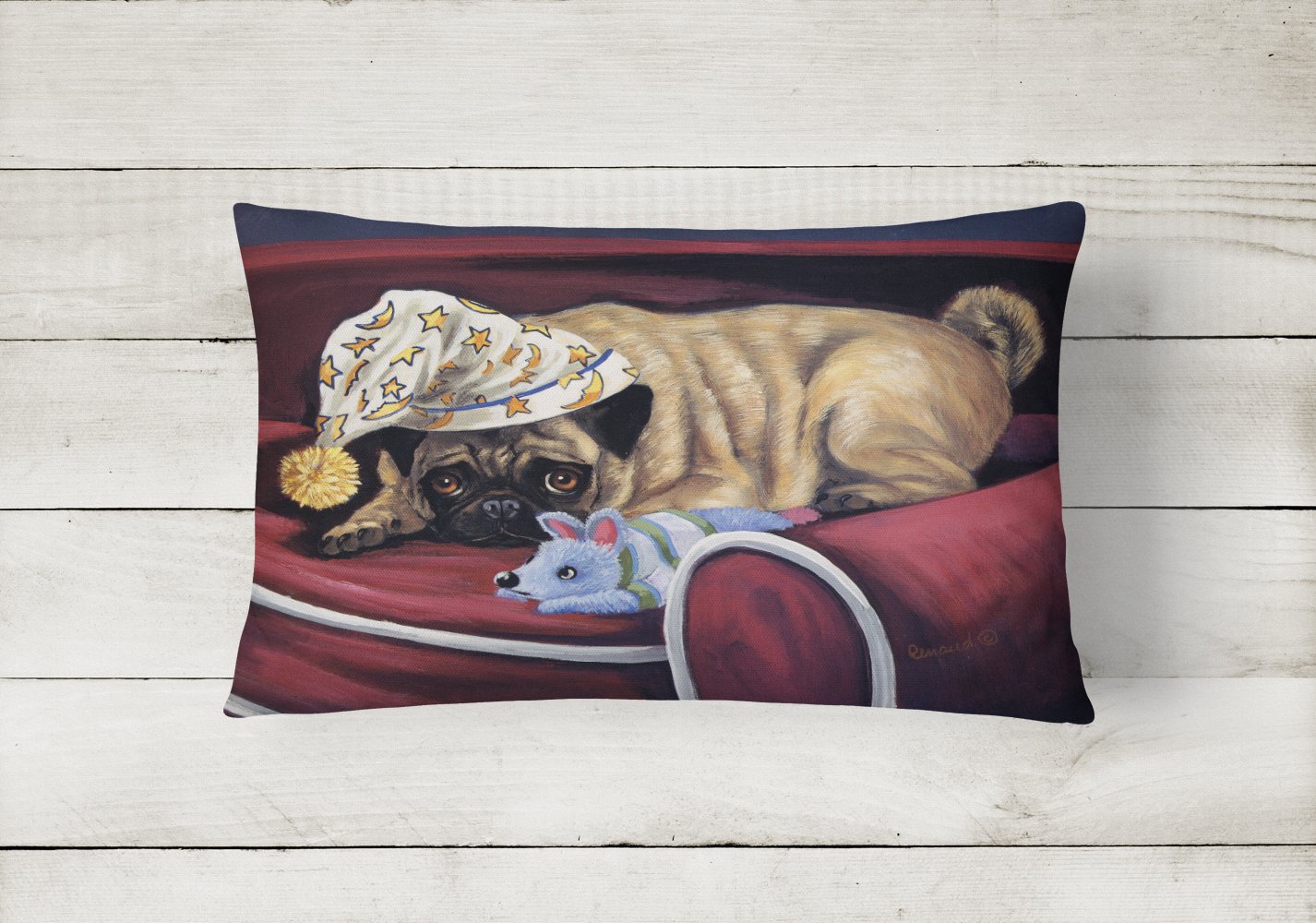 Pug Goodnight Sweetheart Canvas Fabric Decorative Pillow PPP3269PW1216 - the-store.com