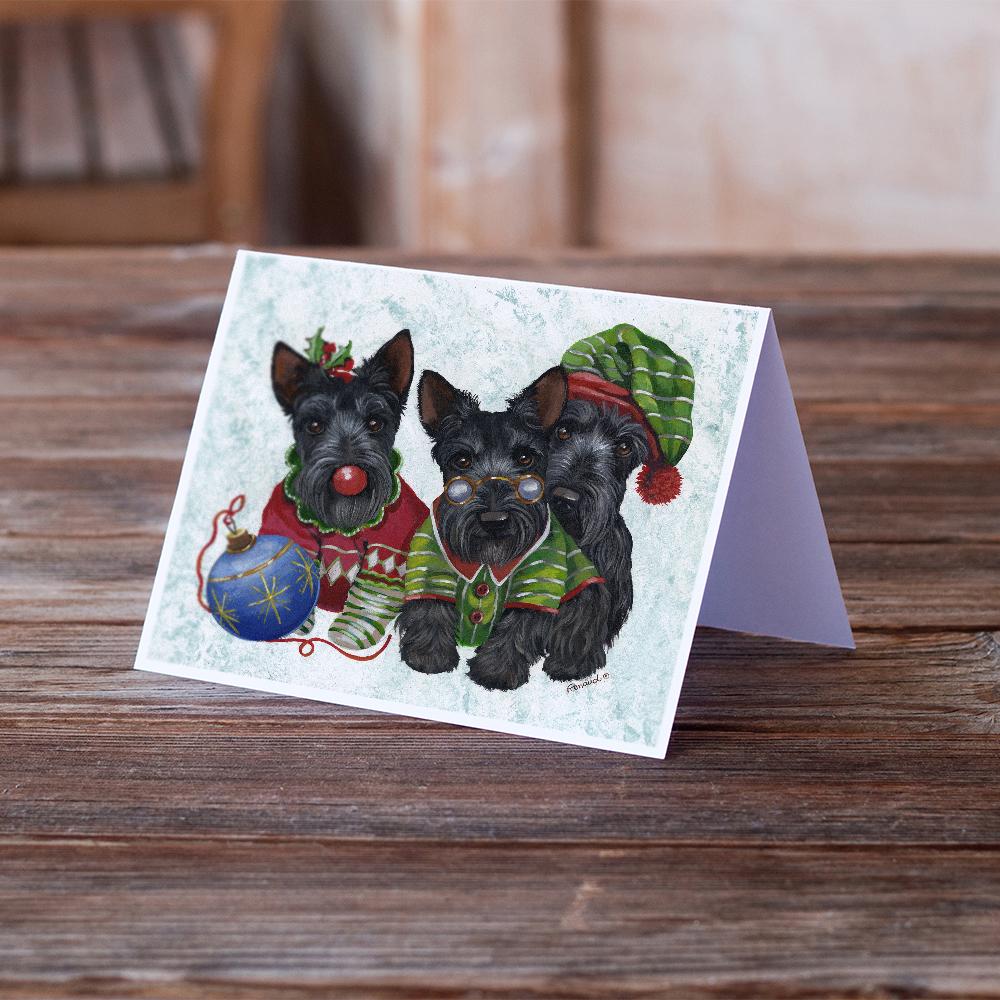 Scottish Terrier Christmas Elves Greeting Cards and Envelopes Pack of 8 - the-store.com