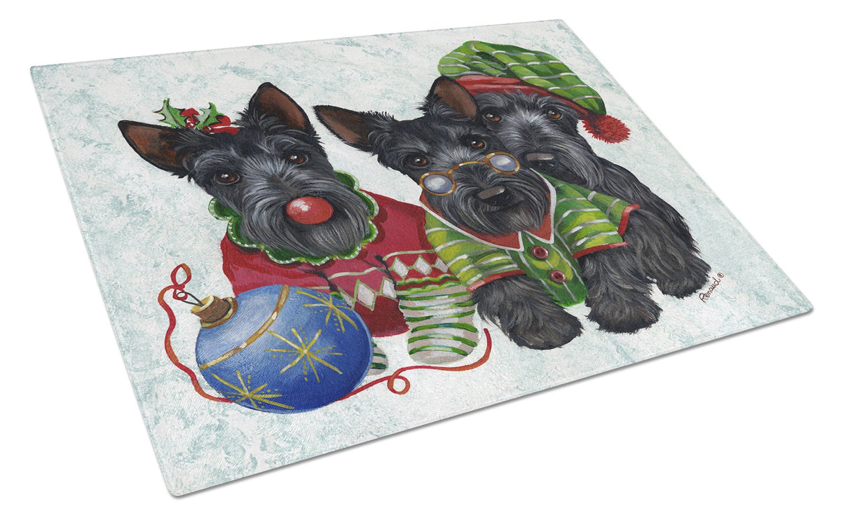 Buy this Scottish Terrier Christmas Elves Glass Cutting Board Large PPP3270LCB