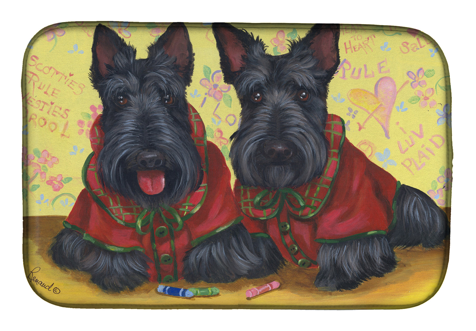Scottish Terrier Scotties Rule Dish Drying Mat PPP3271DDM  the-store.com.