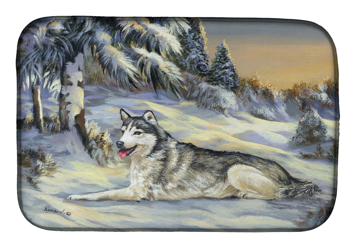 Siberian Husky Winterscape Dish Drying Mat PPP3274DDM  the-store.com.