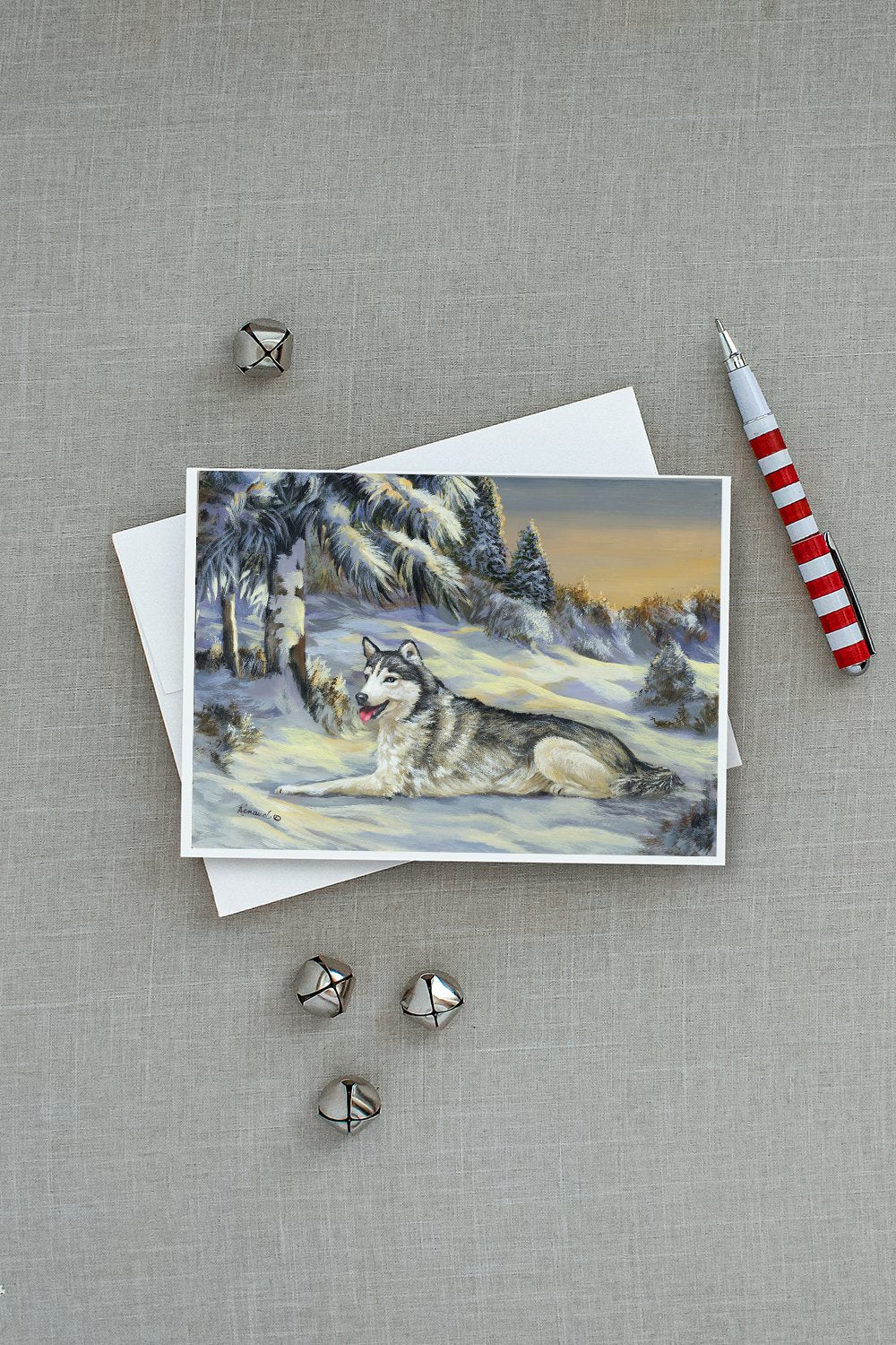 Siberian Husky Winterscape Greeting Cards and Envelopes Pack of 8 - the-store.com