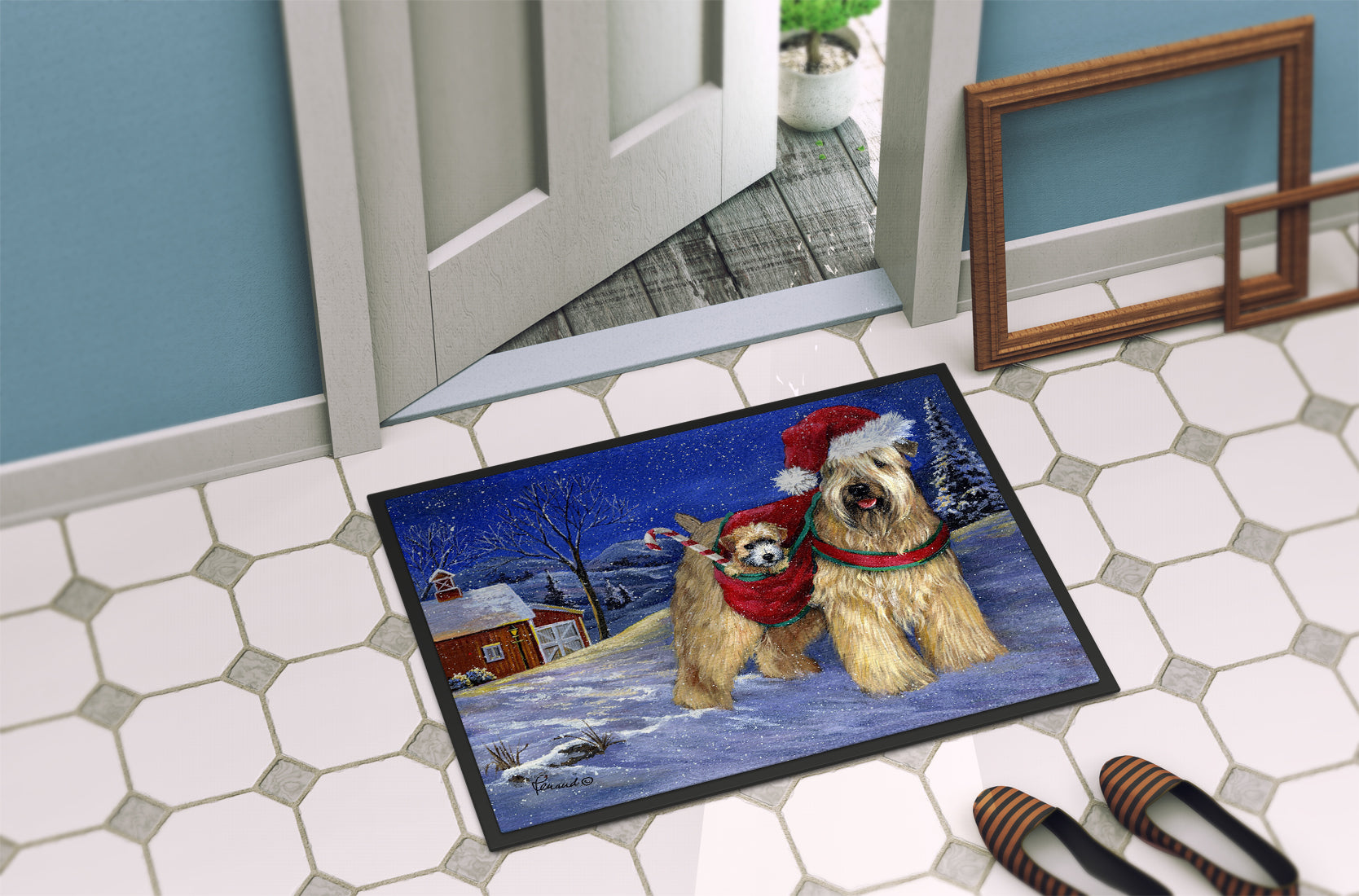 Wheaten Terrier Christmas Indoor or Outdoor Mat 18x27 PPP3275MAT - the-store.com