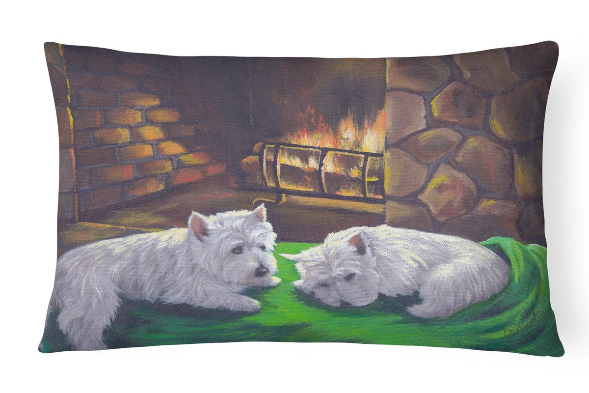 Buy this Westie A Winter&#39;s Night Canvas Fabric Decorative Pillow PPP3276PW1216