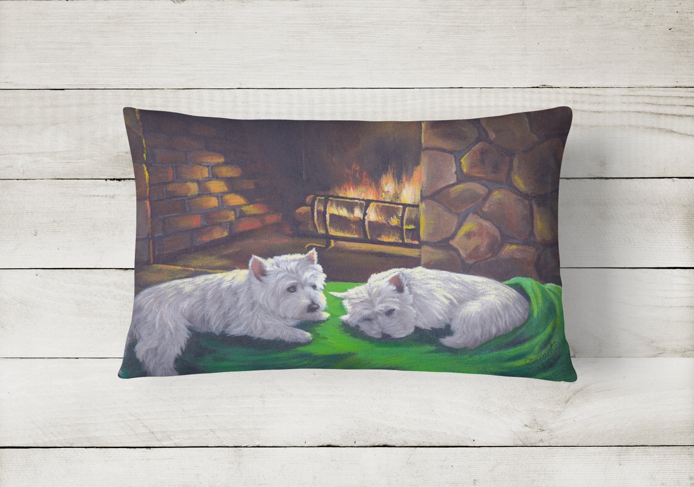 Westie A Winter's Night Canvas Fabric Decorative Pillow PPP3276PW1216 - the-store.com