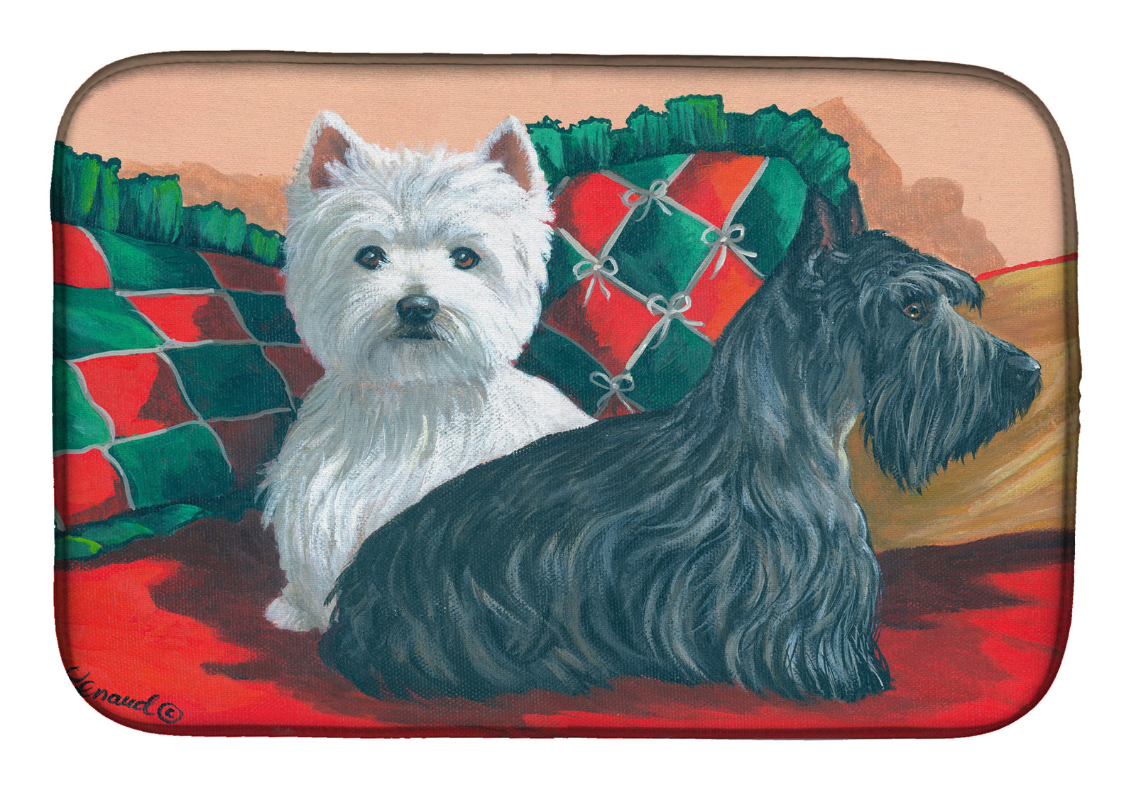 Westie and Scottie Great Scots Dish Drying Mat PPP3277DDM