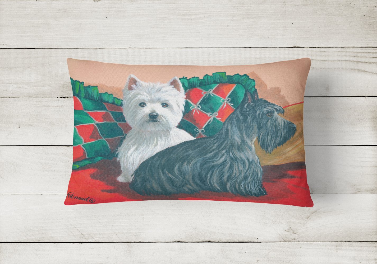 Westie and Scottie Great Scots Canvas Fabric Decorative Pillow PPP3277PW1216 - the-store.com