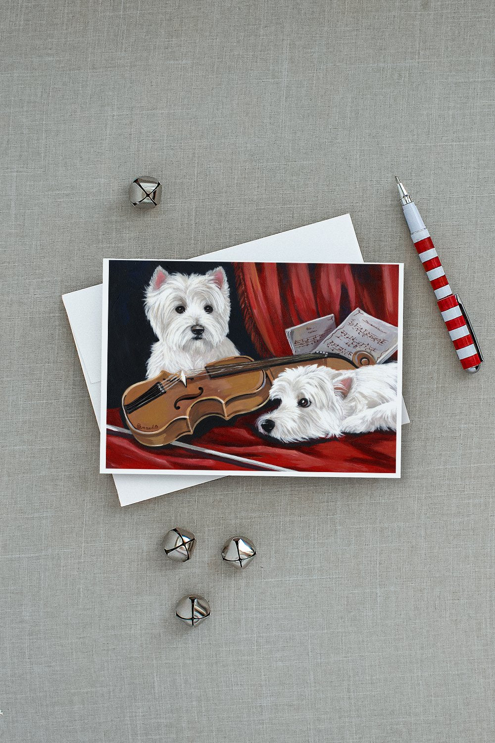 Westie Fiddlers Greeting Cards and Envelopes Pack of 8 - the-store.com