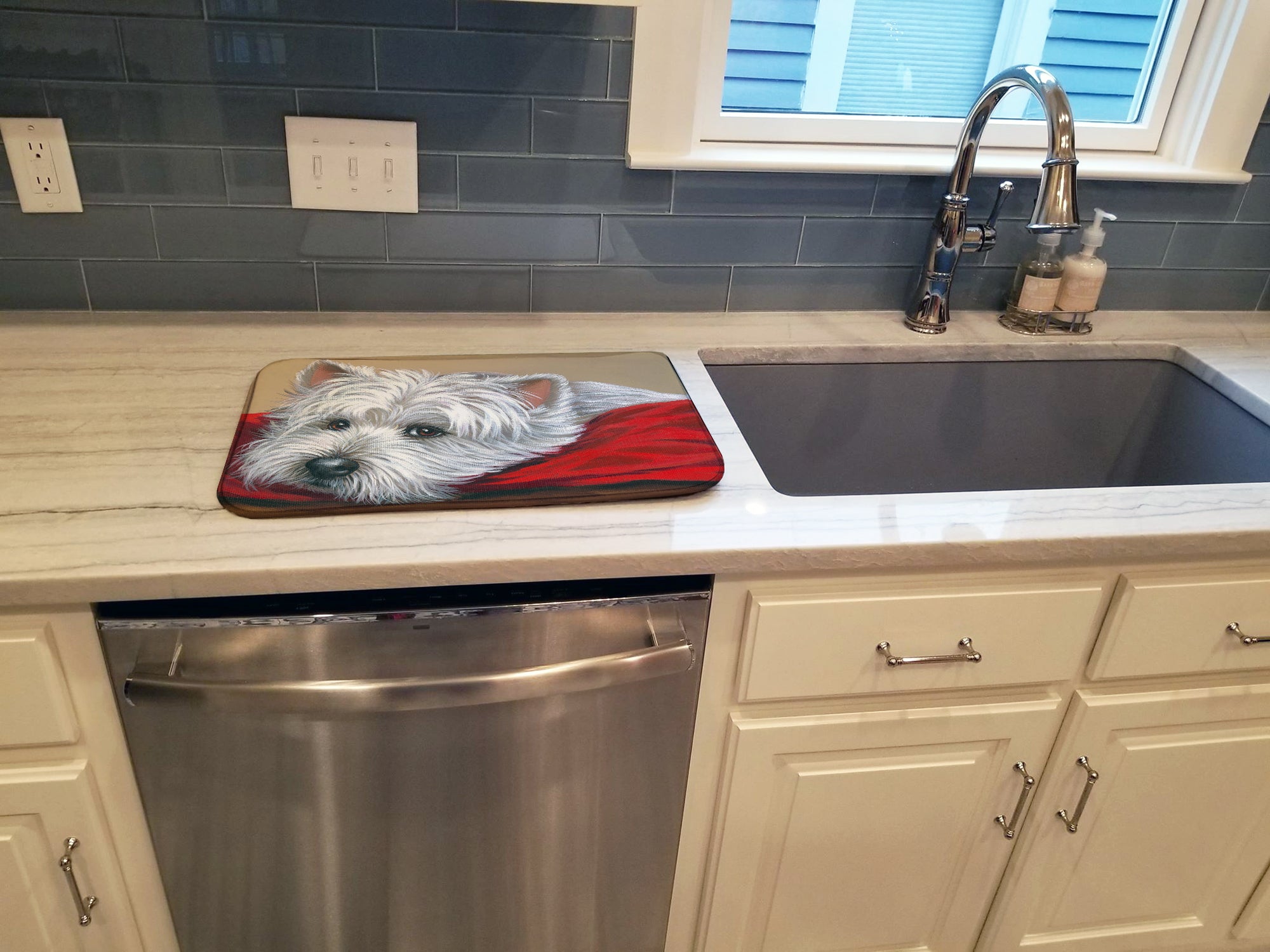 Westie Red Pillow Dish Drying Mat PPP3284DDM  the-store.com.