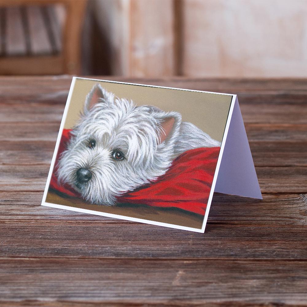 Westie Red Pillow Greeting Cards and Envelopes Pack of 8 - the-store.com