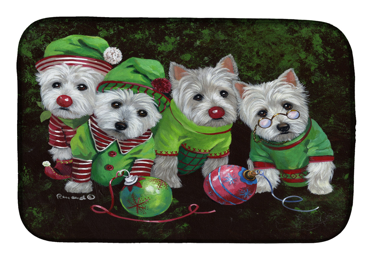 Westie Christmas Santa&#39;s Assistants Dish Drying Mat PPP3285DDM