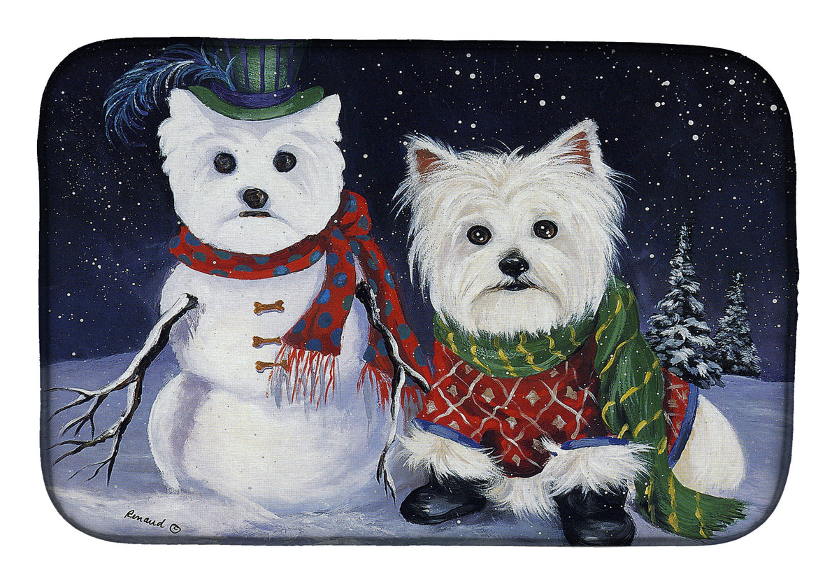 Westie Christmas Self Portrait Dish Drying Mat PPP3286DDM  the-store.com.