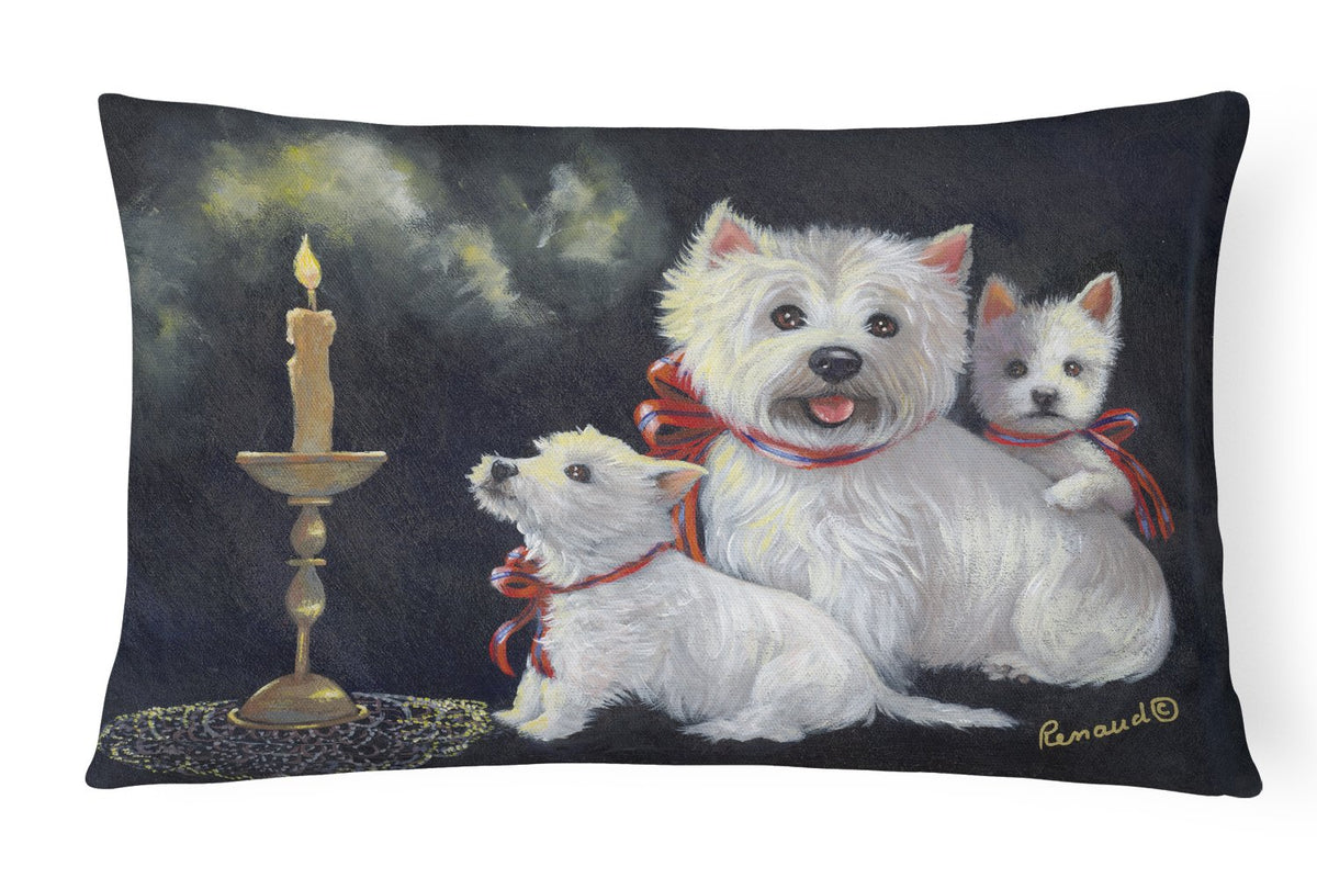 Buy this Westie Westie&#39;s Aglow Canvas Fabric Decorative Pillow PPP3288PW1216