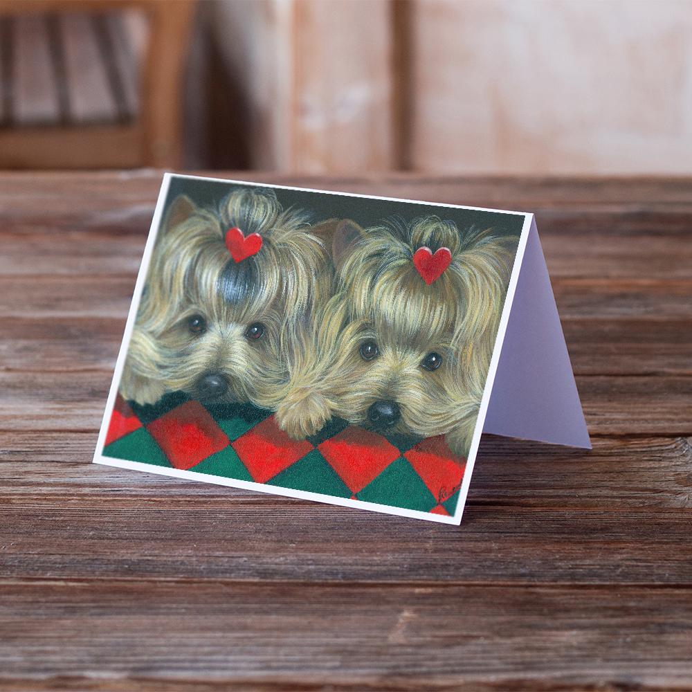 Yorkshire Terrier Yorkie 2 Hearts Greeting Cards and Envelopes Pack of 8 - the-store.com