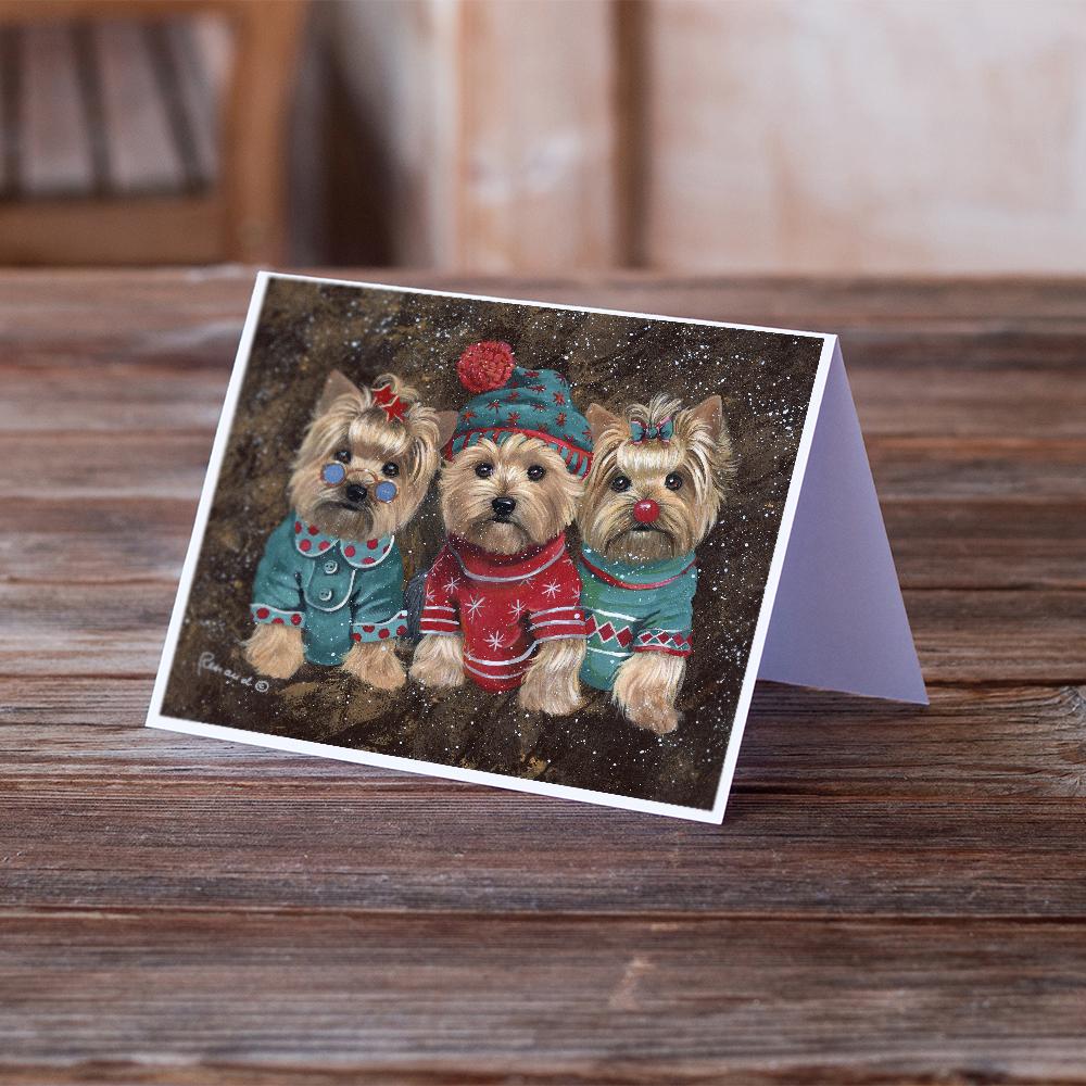 Buy this Yorkshire Terrier Yorkie Christmas Elves Greeting Cards and Envelopes Pack of 8