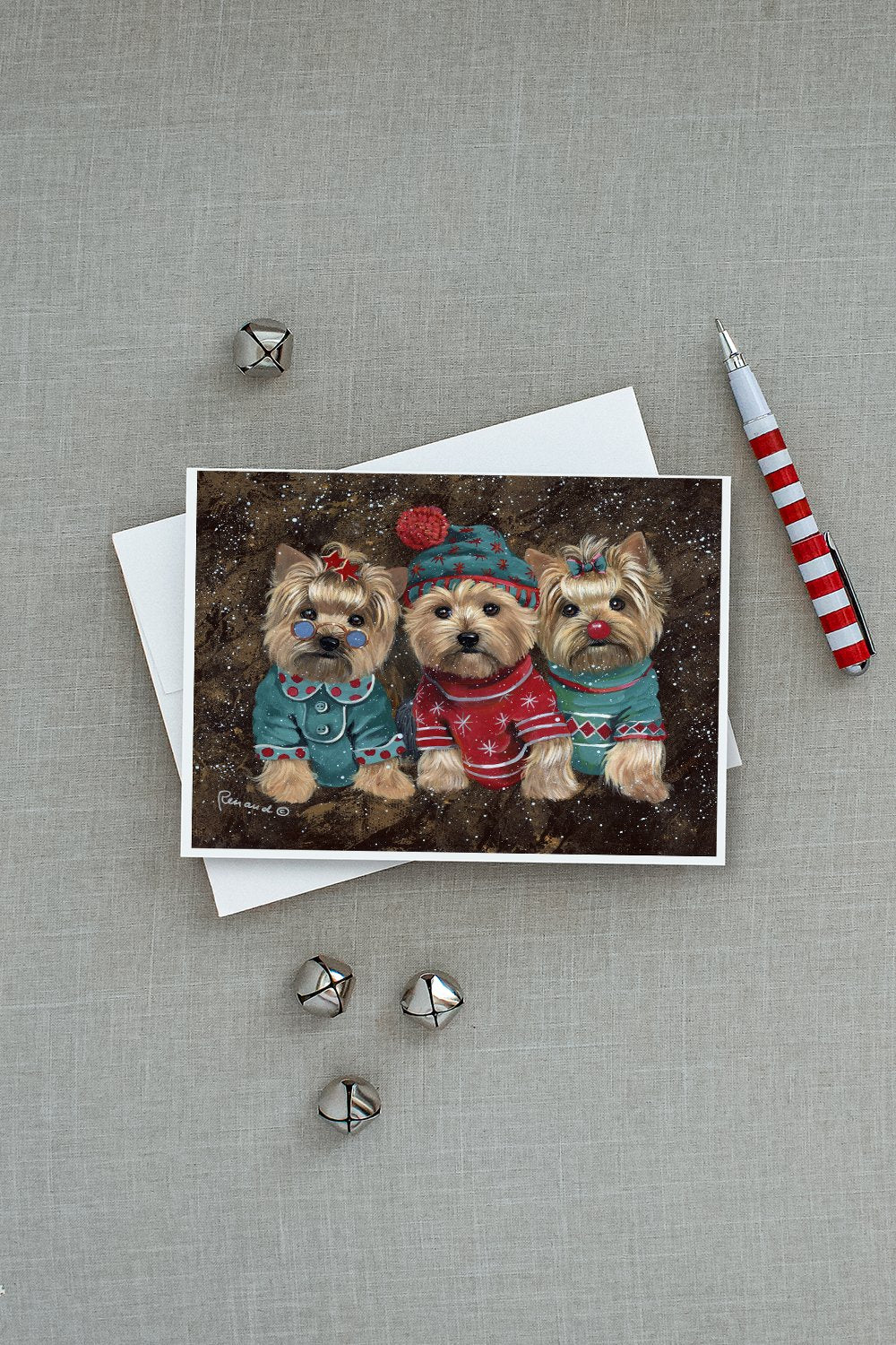 Yorkshire Terrier Yorkie Christmas Elves Greeting Cards and Envelopes Pack of 8 - the-store.com