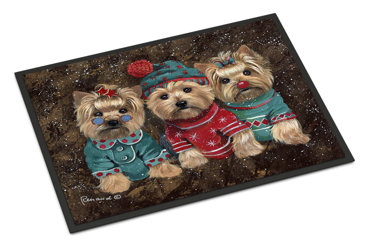 Yorkshire Terrier Yorkie Christmas Elves Indoor or Outdoor Mat 18x27 PPP3291MAT - the-store.com